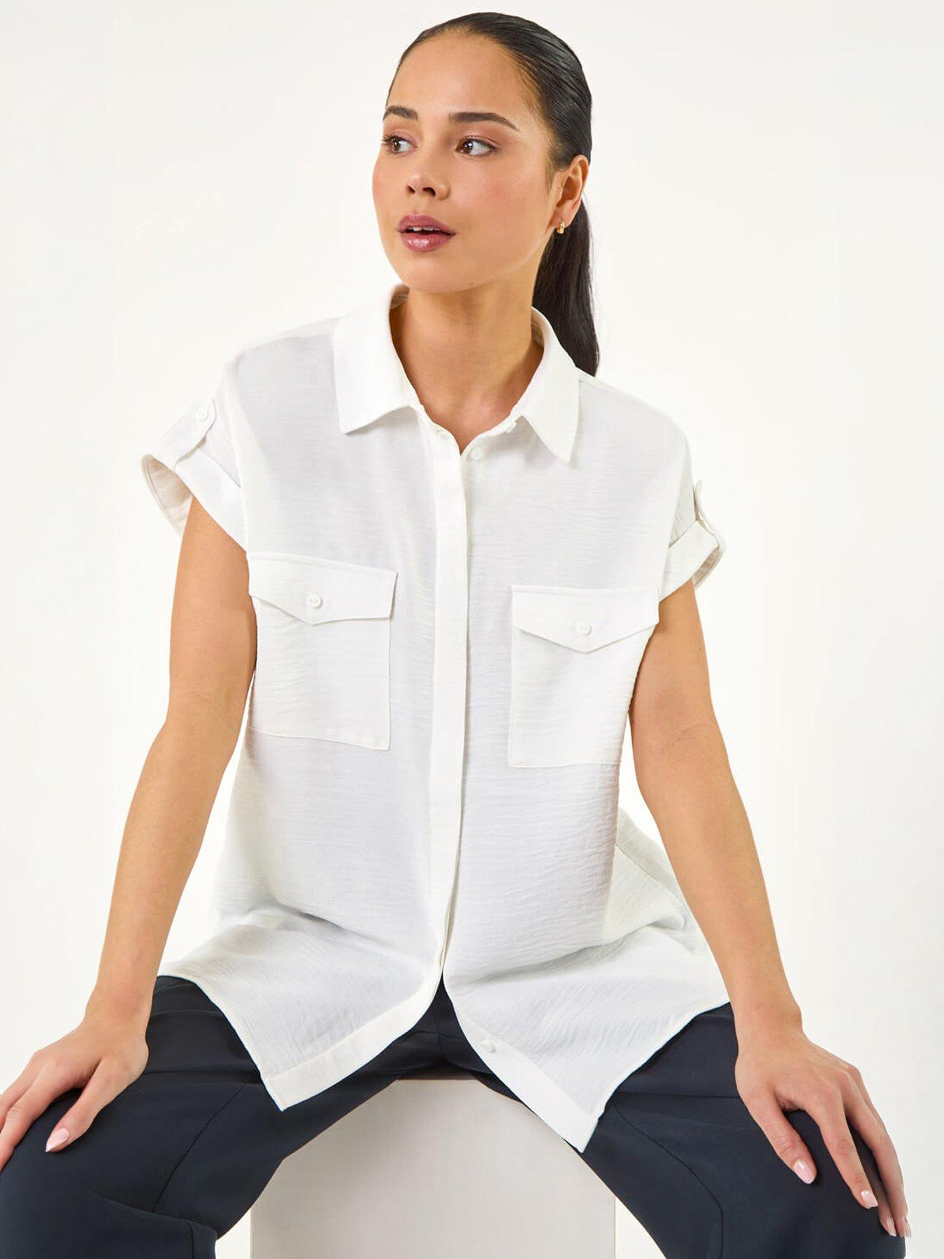 Image 1 of 5 of Roman Petite Pocket Button Blouse