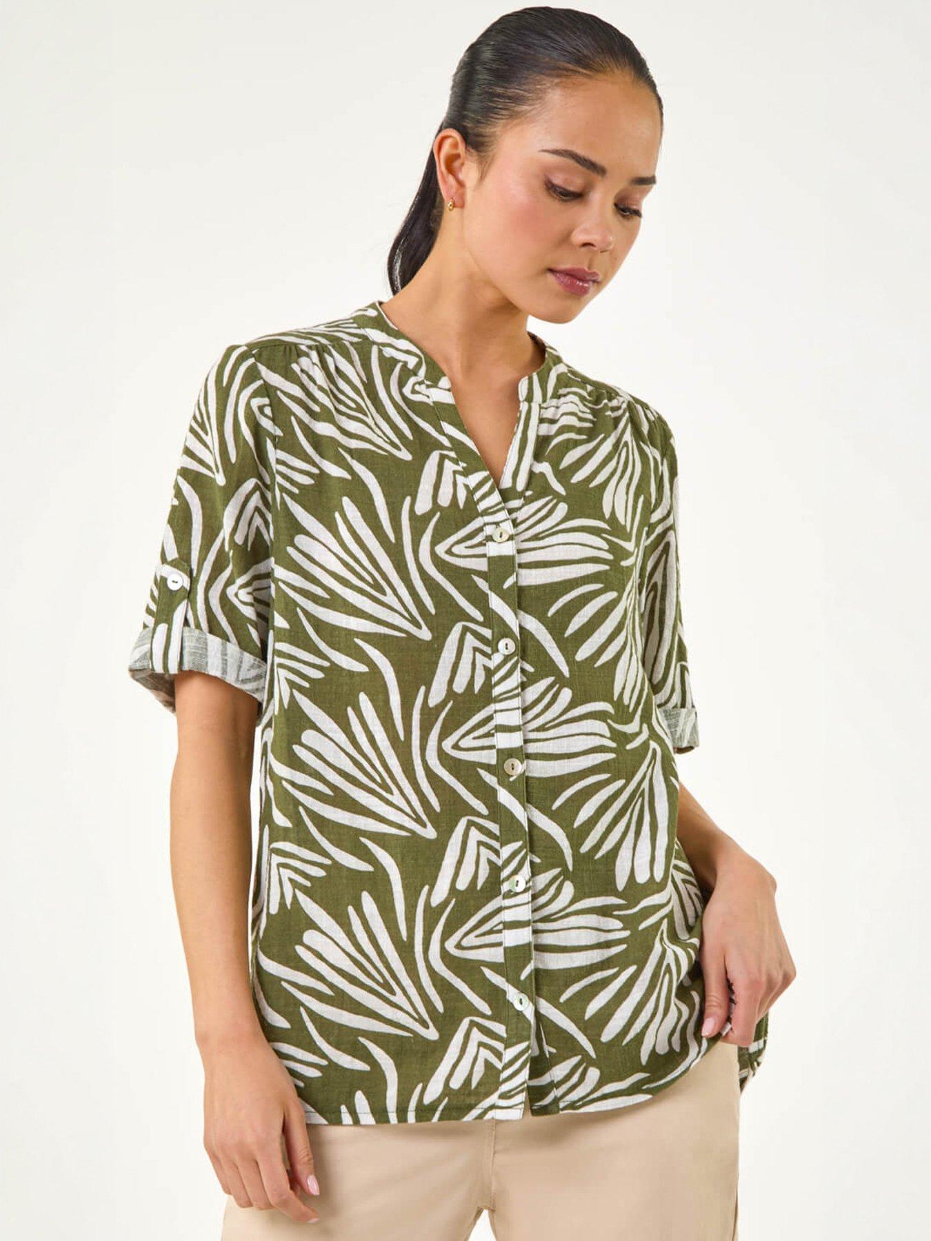 Image 4 of 5 of Roman Petite Abstract Print Button Blouse