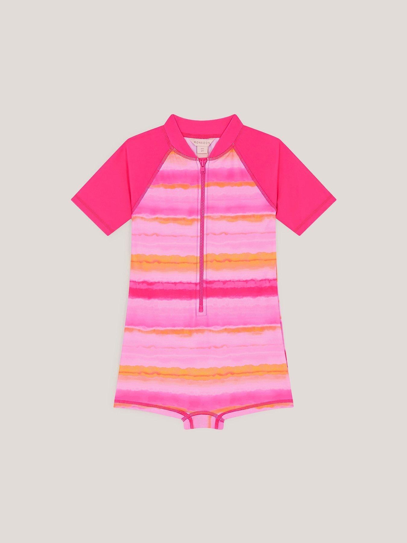 Monsoon Girls Tye Dye Upf Surfsuit - Pink