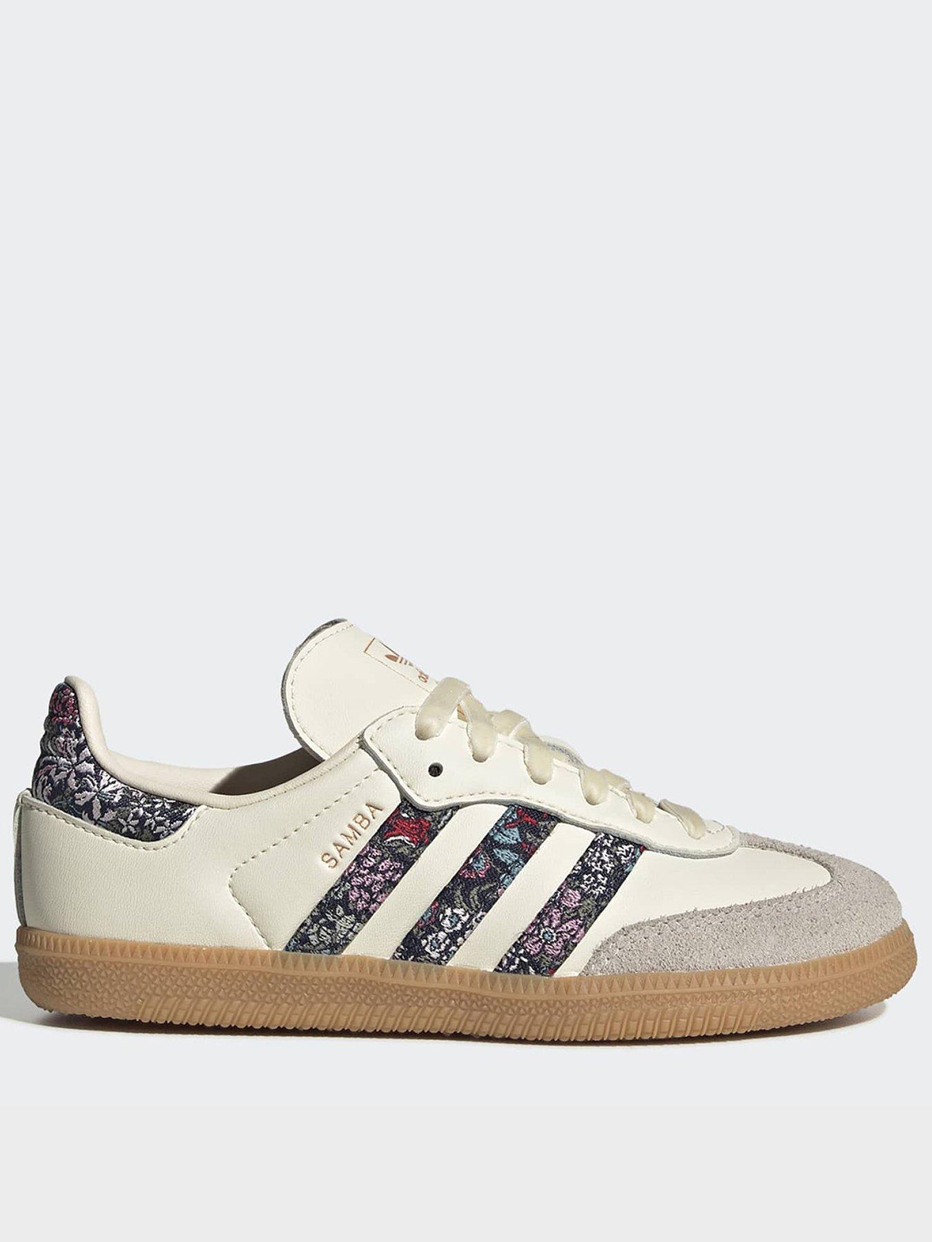 adidas Originals Kids' Floral Print Samba Leather Trainers - Cream