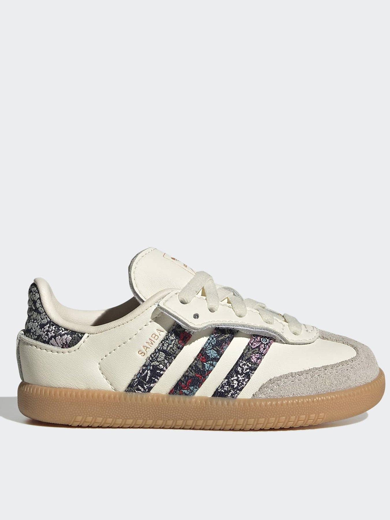 adidas Originals Infant Girls Floral Print Samba Leather Trainers - White