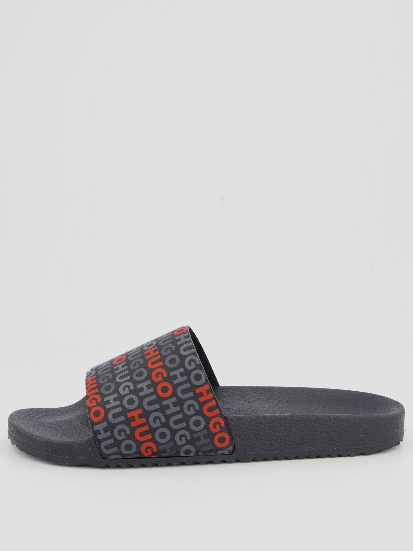 Image 2 of 7 of HUGO Timein All Over Logo Sliders - Black