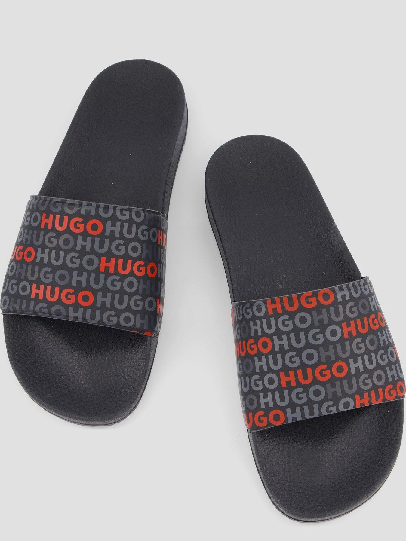 Image 3 of 7 of HUGO Timein All Over Logo Sliders - Black
