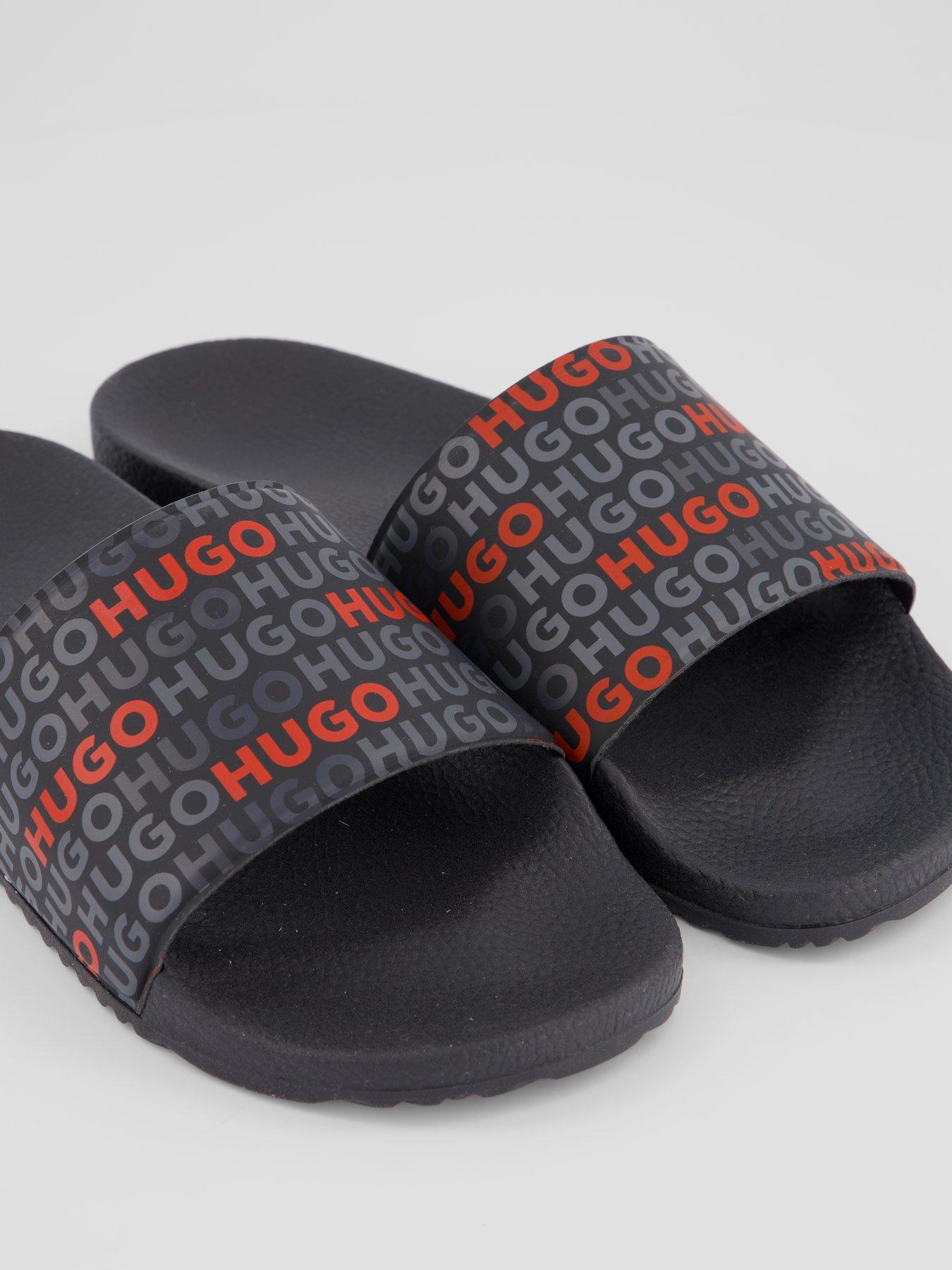 Image 5 of 7 of HUGO Timein All Over Logo Sliders - Black