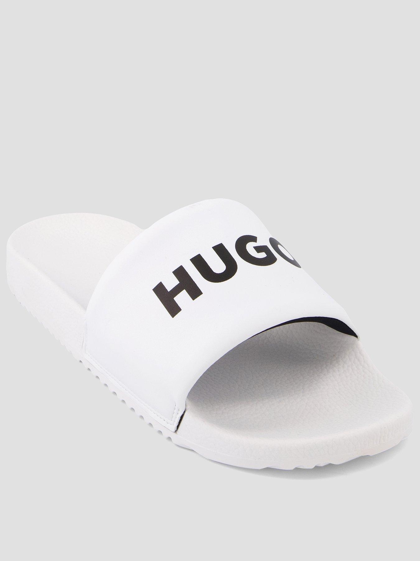 Image 1 of 7 of HUGO Logo Pool Slides - White