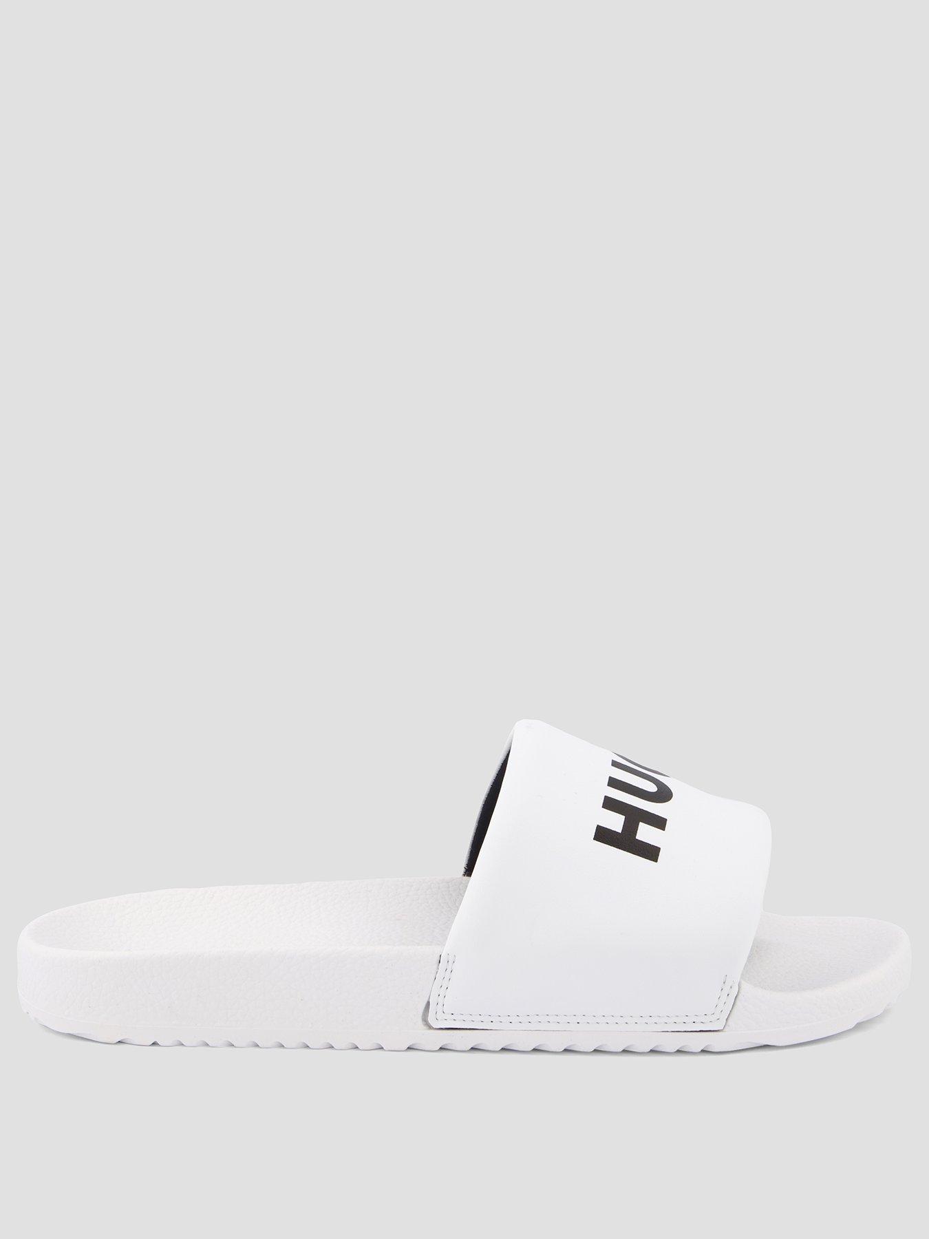 Image 2 of 7 of HUGO Logo Pool Slides - White