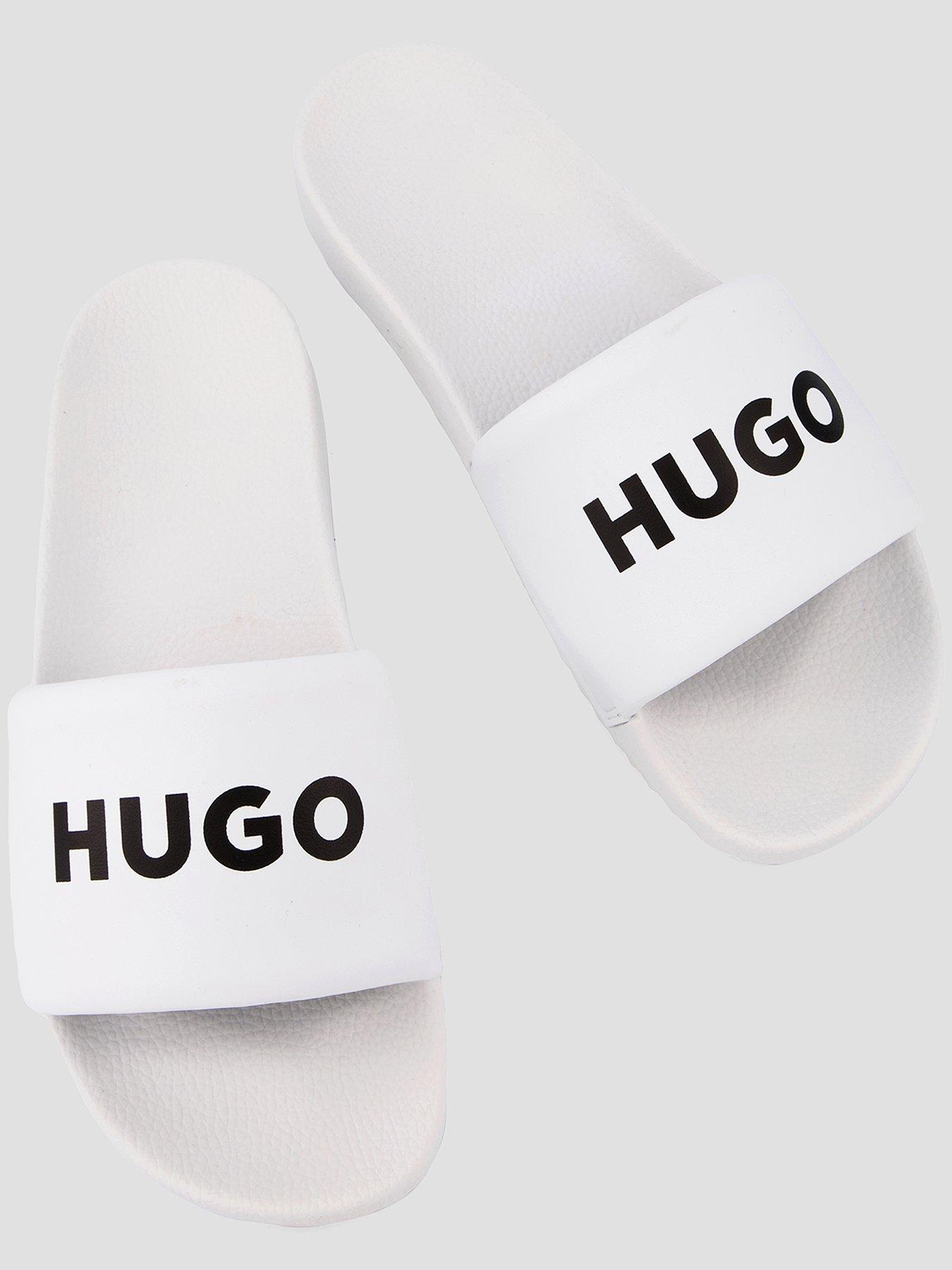 Image 3 of 7 of HUGO Logo Pool Slides - White