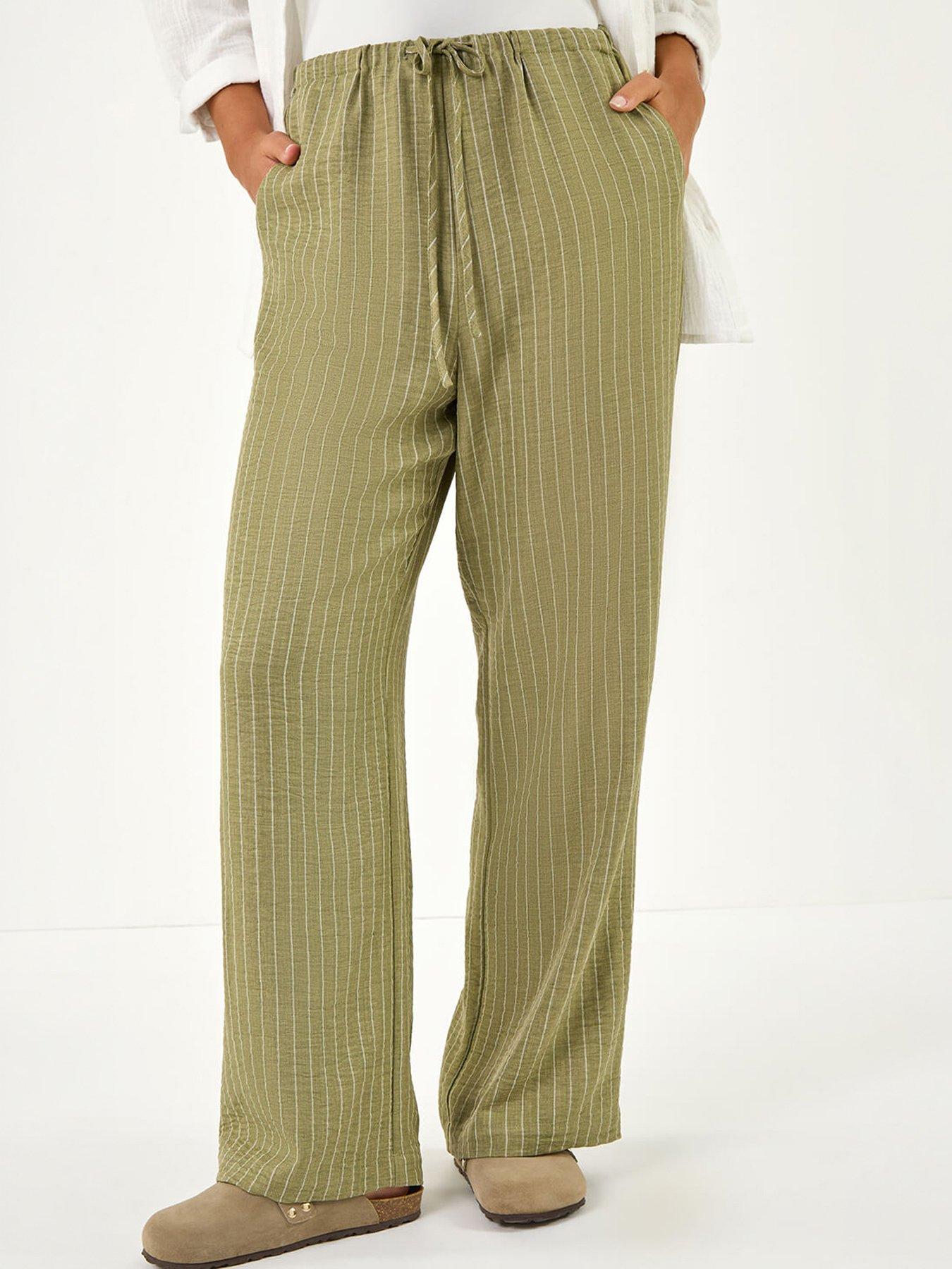 Roman Stripe Tie Waist Pocket Trouser