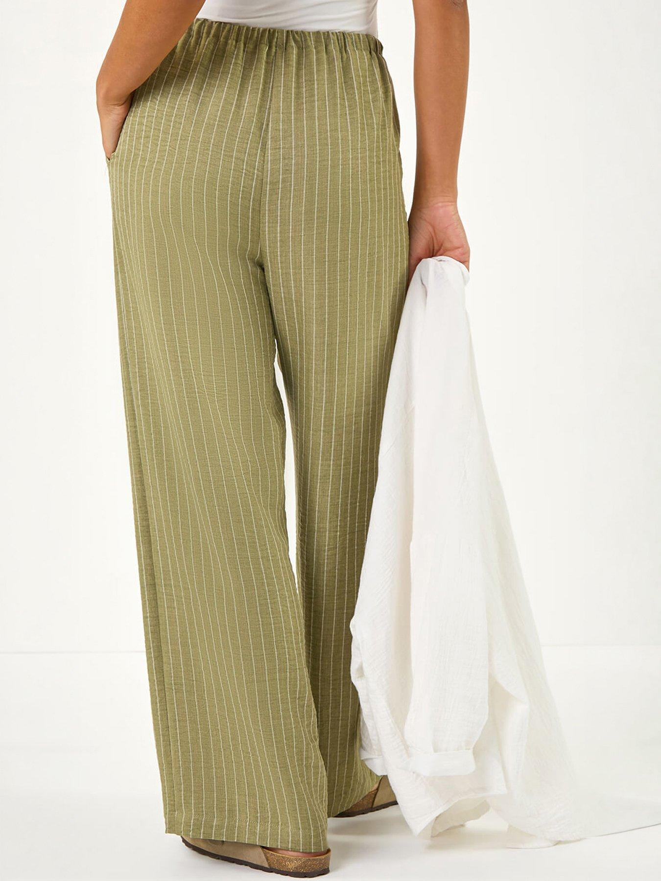 Image 2 of 5 of Roman Stripe Tie Waist Pocket Trouser