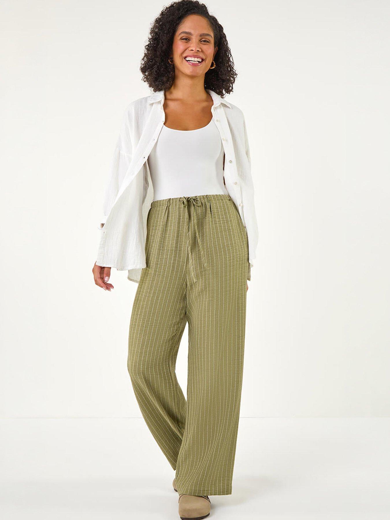 Image 3 of 5 of Roman Stripe Tie Waist Pocket Trouser