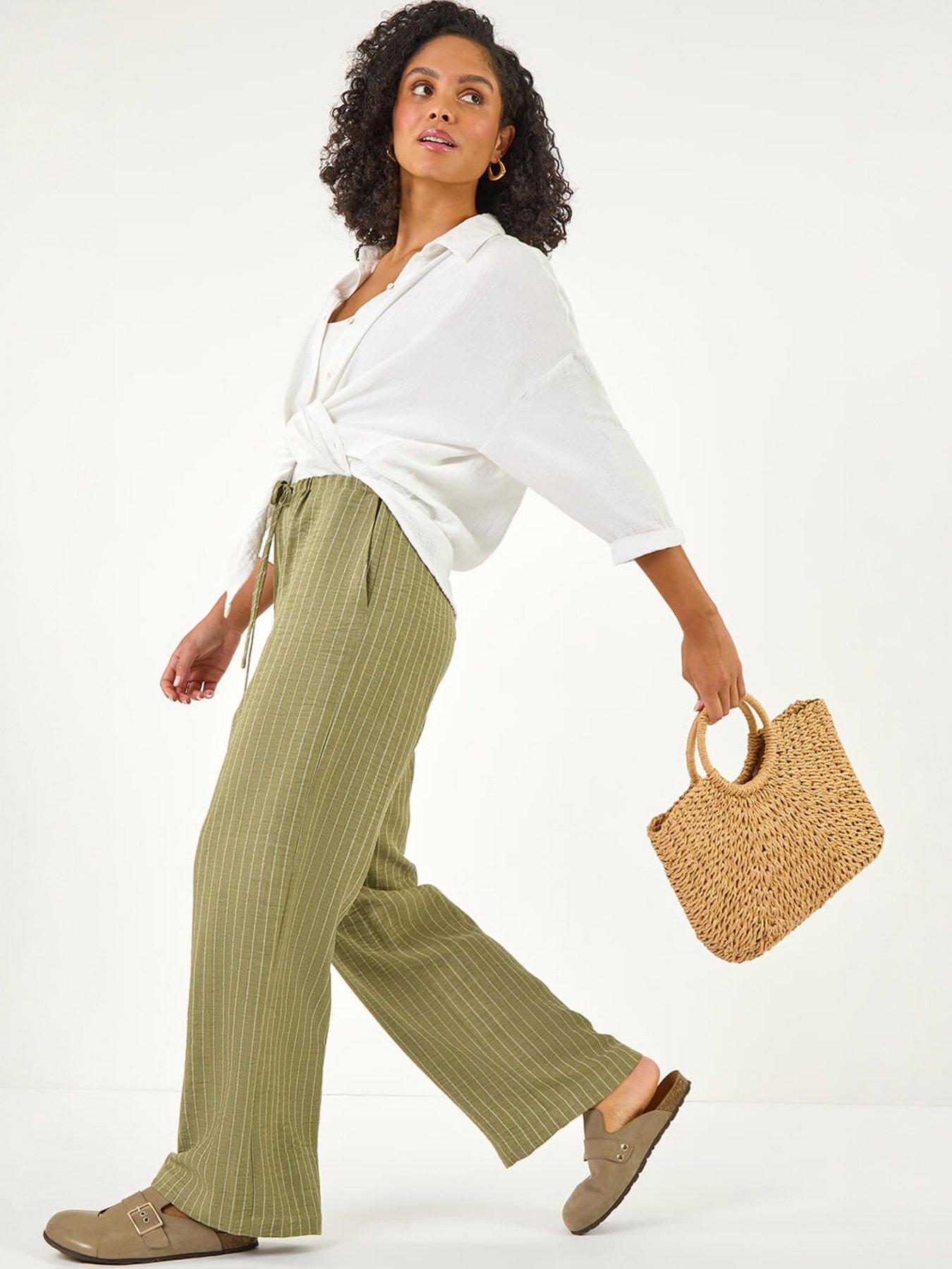 Image 4 of 5 of Roman Stripe Tie Waist Pocket Trouser