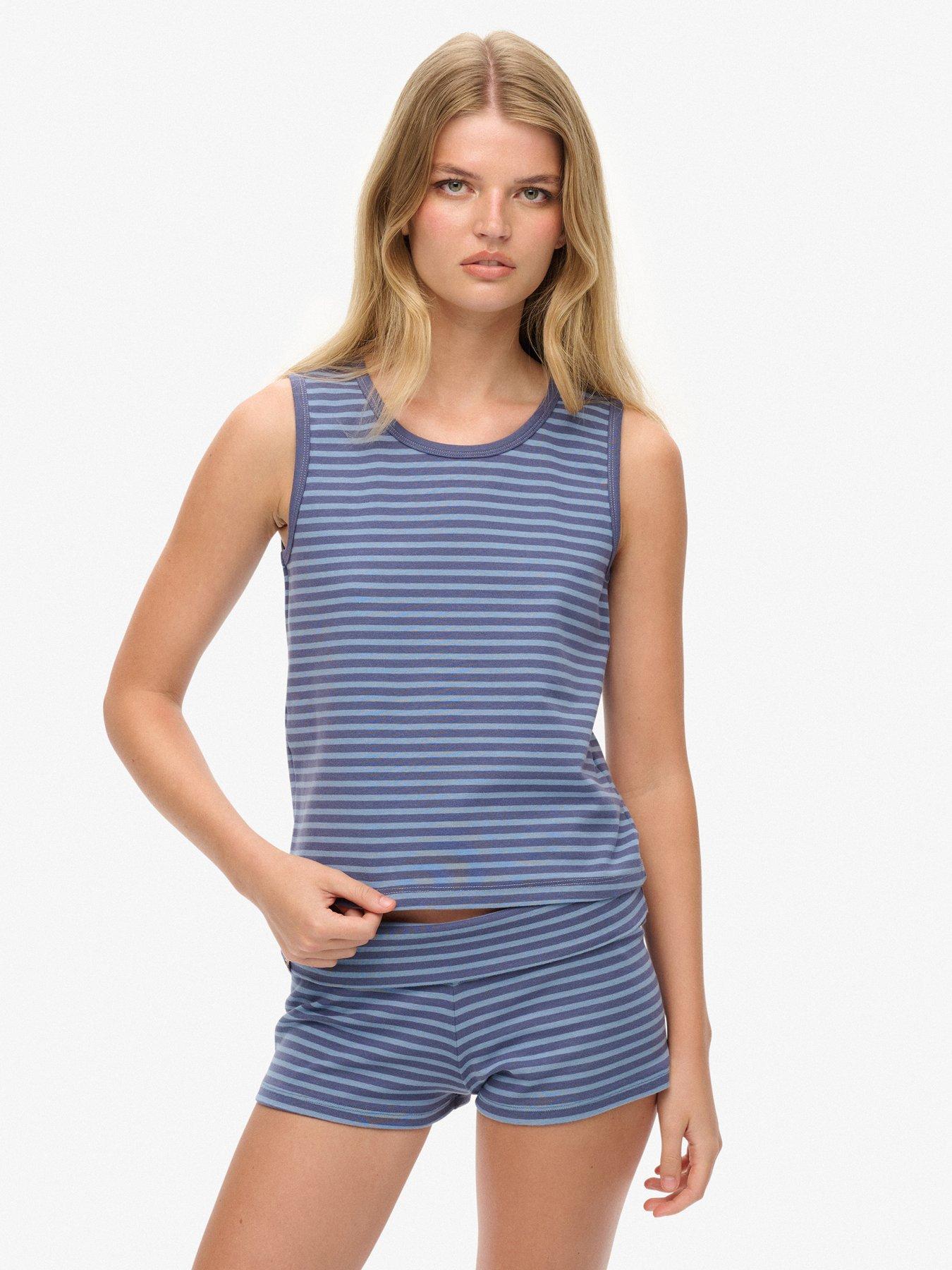 Superdry Ath Ess Jersey Stripe Tank Top - Navy