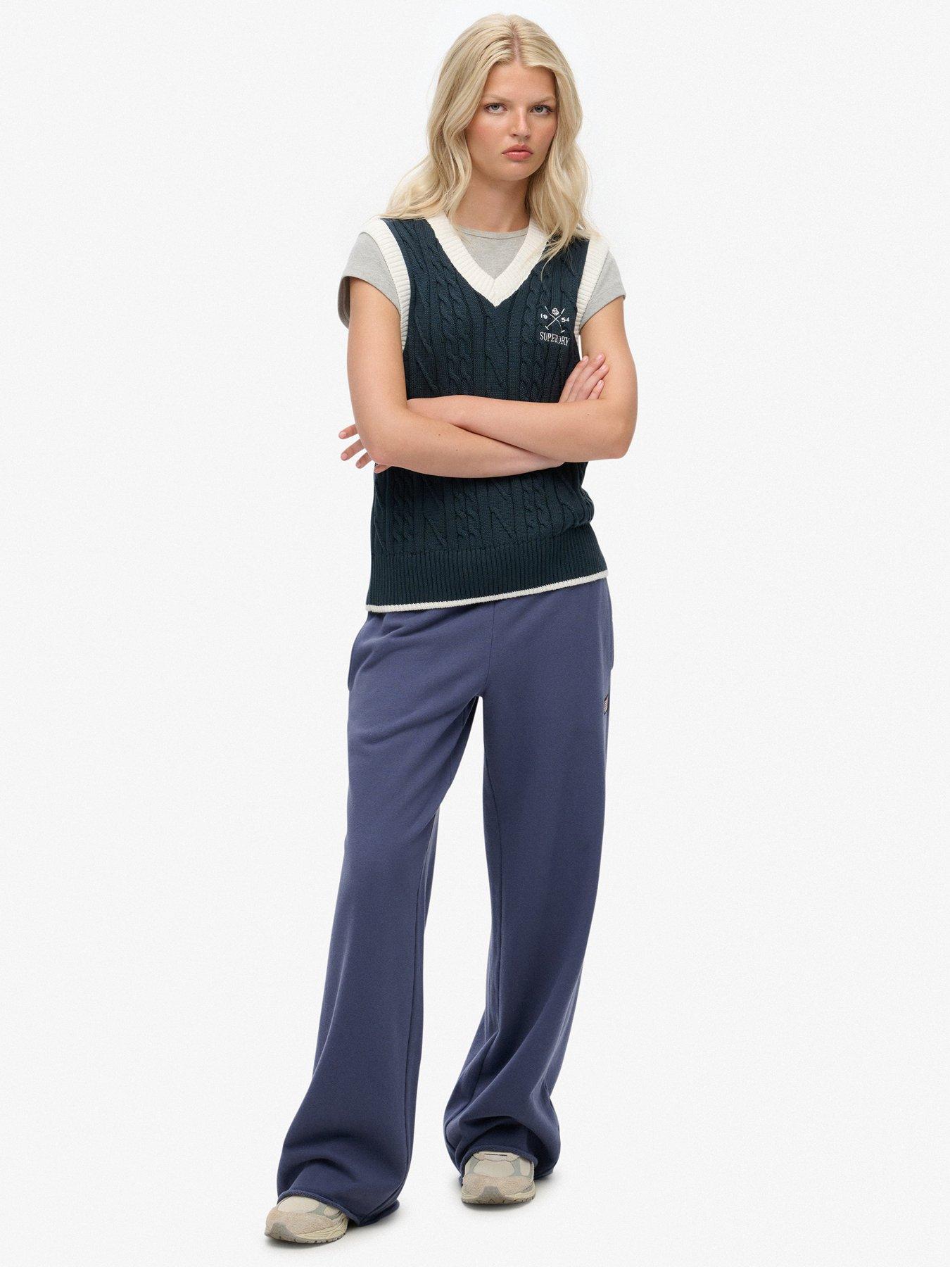Image 3 of 7 of Superdry Ath Ess Wide Leg Joggers - Navy