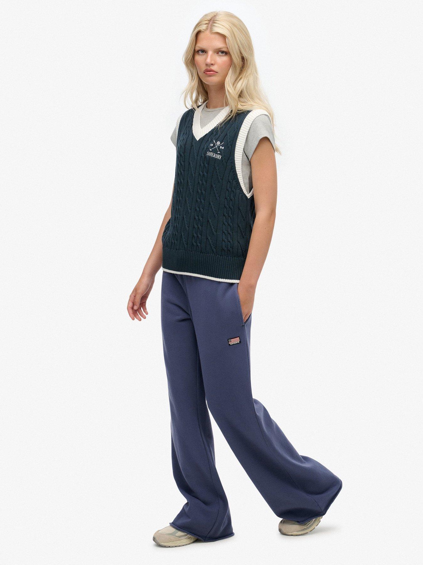 Image 5 of 7 of Superdry Ath Ess Wide Leg Joggers - Navy