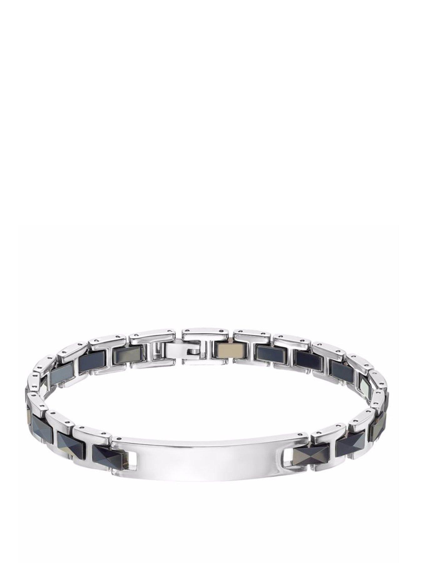 Image 1 of 3 of The Love Collection Stainless Steel and Black Ceramic Gents ID Bracelet