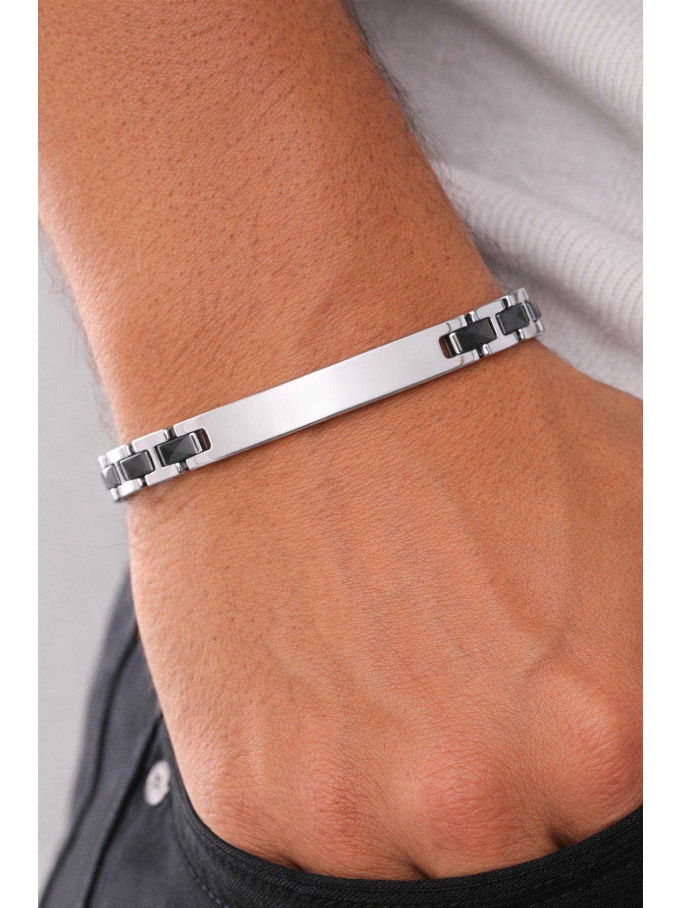 Image 2 of 3 of The Love Collection Stainless Steel and Black Ceramic Gents ID Bracelet