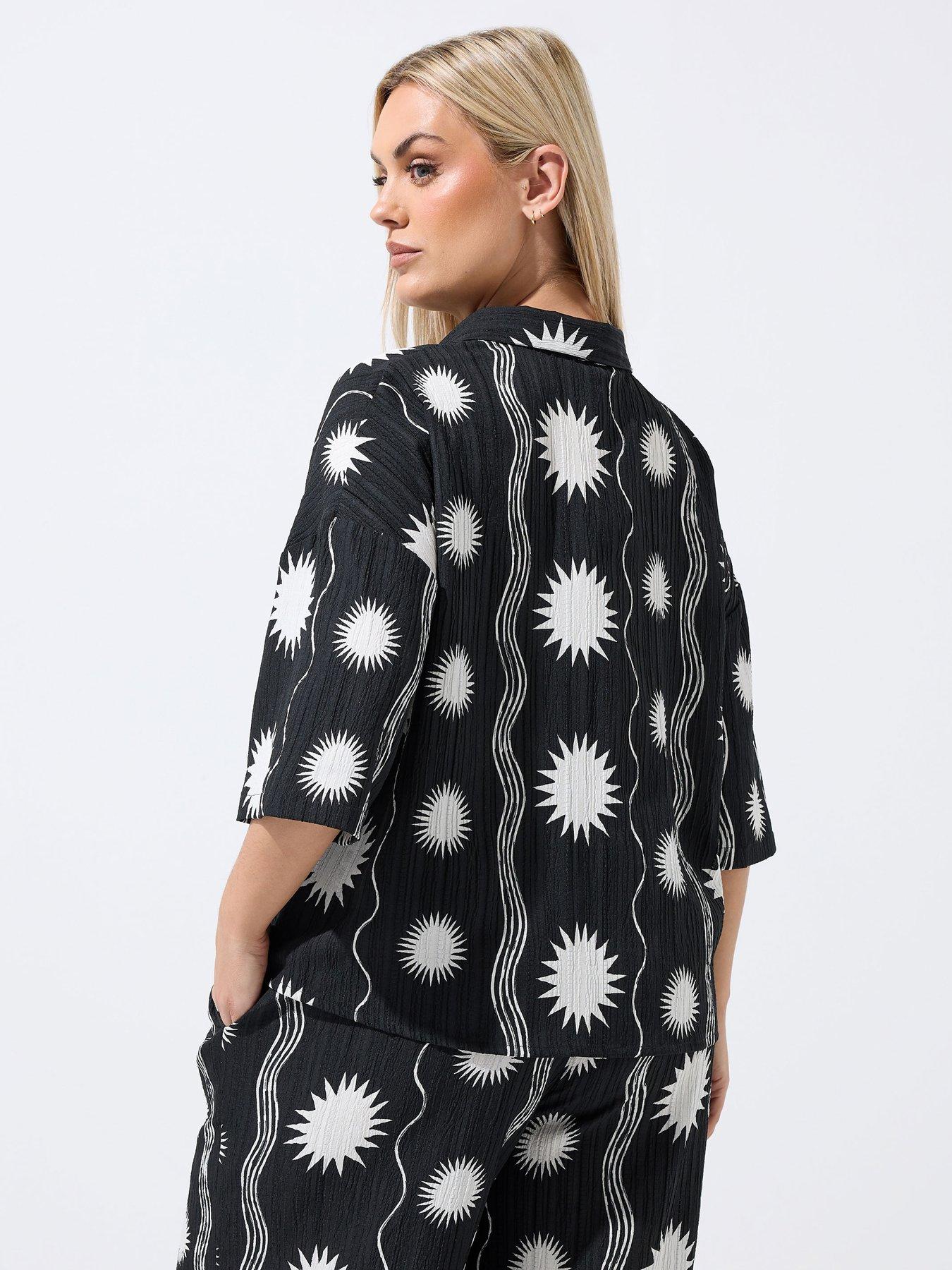 Image 2 of 4 of Yours Curve Sun Stripe Crinkle Shirt Co-ord