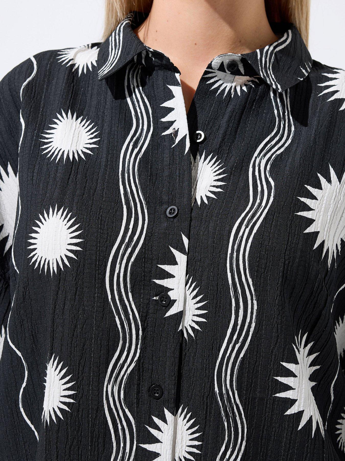 Image 4 of 4 of Yours Curve Sun Stripe Crinkle Shirt Co-ord