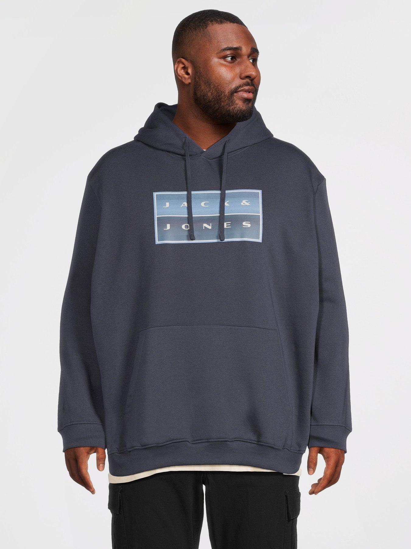 Image 1 of 5 of Jack & Jones Mens Big &amp; Tall Logo Chest Print Hoodie - Outer Space