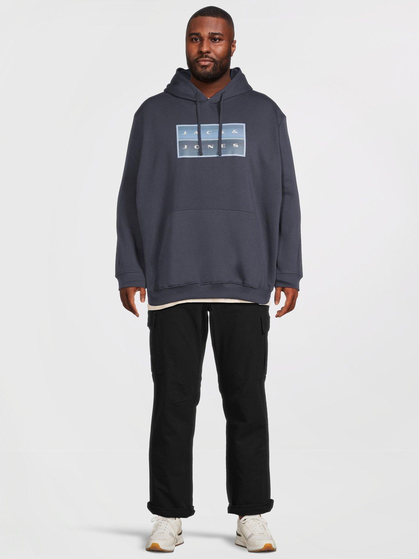 Image 3 of 5 of Jack & Jones Mens Big &amp; Tall Logo Chest Print Hoodie - Outer Space