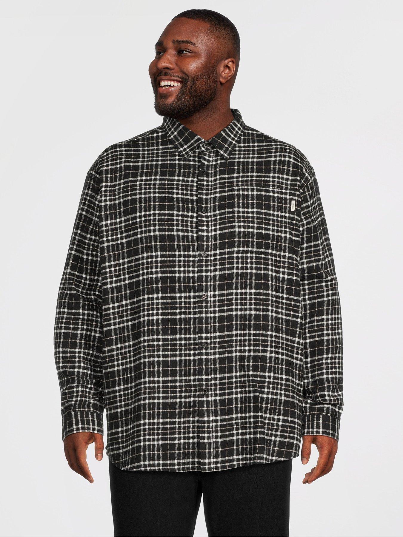 Image 1 of 5 of Jack & Jones Plus Frederiksberg Checked Flannel Long Sleeve Shirt - Black