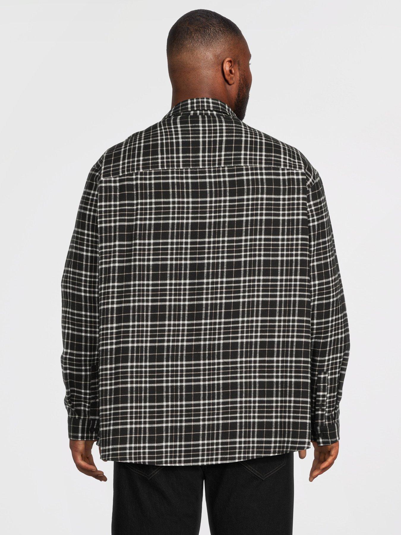 Image 2 of 5 of Jack & Jones Plus Frederiksberg Checked Flannel Long Sleeve Shirt - Black
