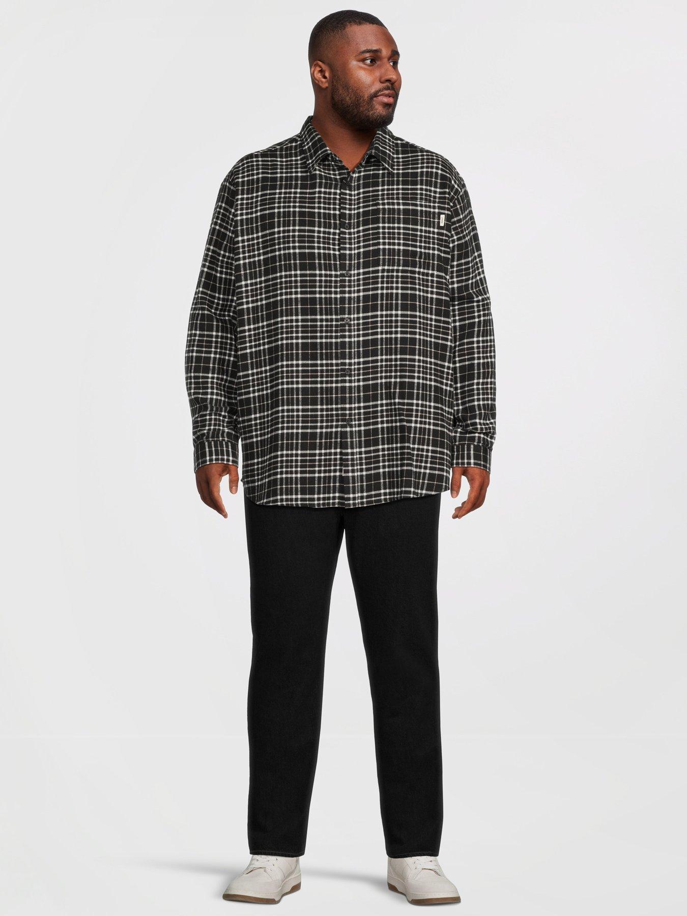 Image 3 of 5 of Jack & Jones Plus Frederiksberg Checked Flannel Long Sleeve Shirt - Black
