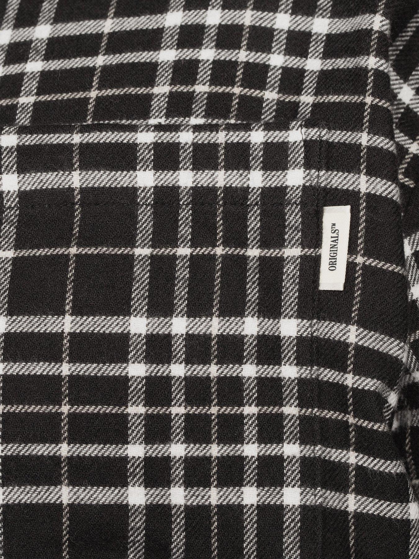 Image 4 of 5 of Jack & Jones Plus Frederiksberg Checked Flannel Long Sleeve Shirt - Black