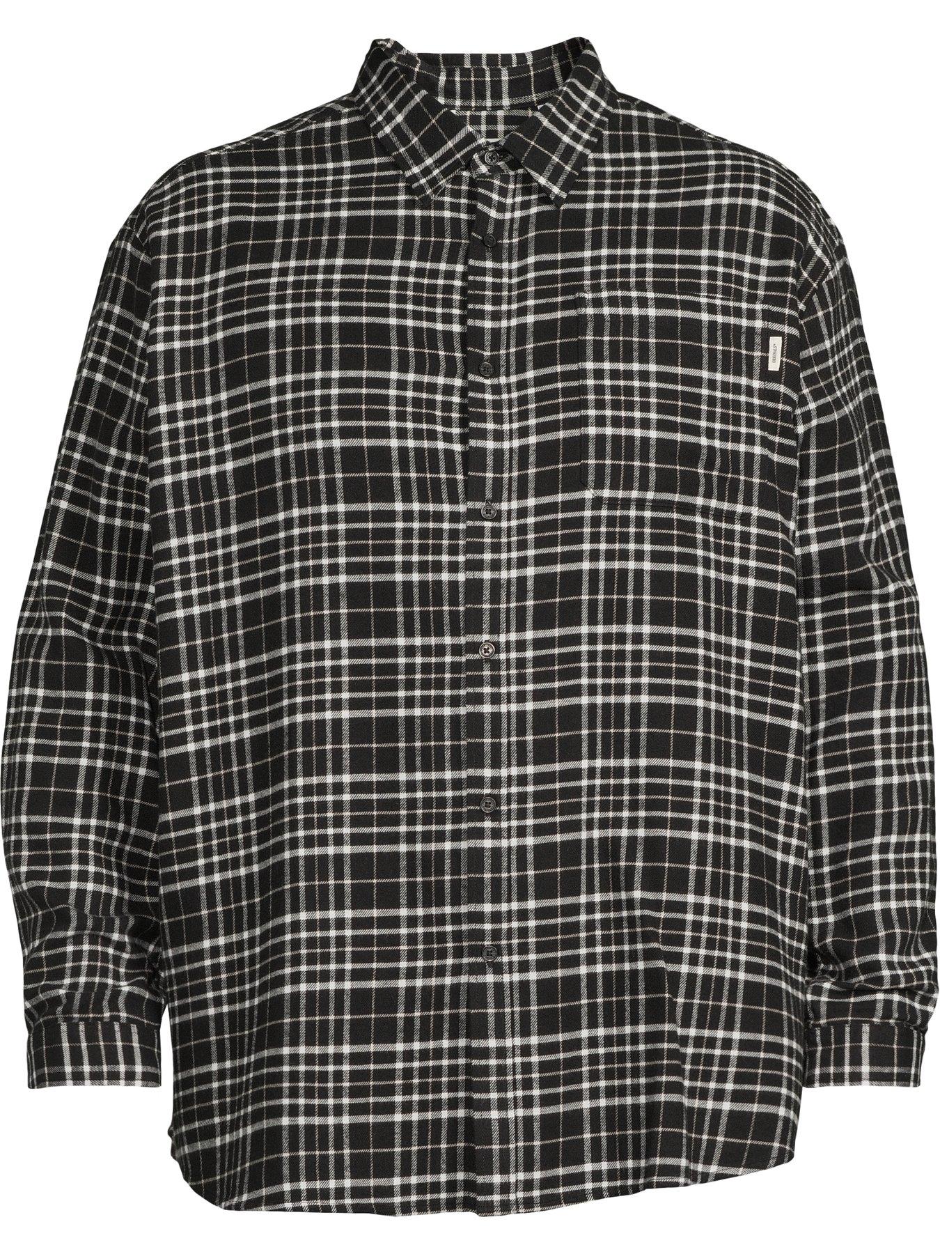 Image 5 of 5 of Jack & Jones Plus Frederiksberg Checked Flannel Long Sleeve Shirt - Black