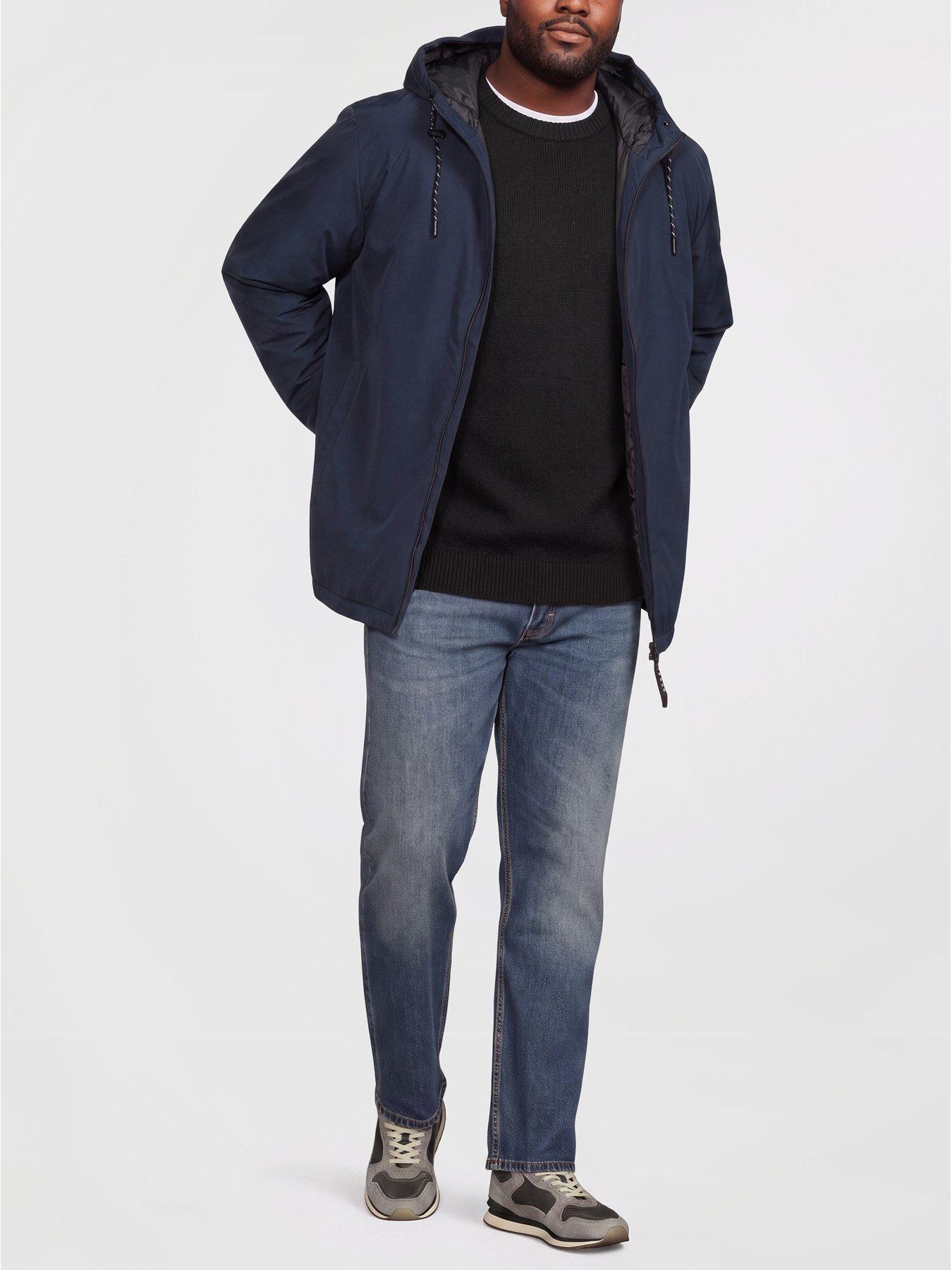 Image 3 of 6 of Jack & Jones Mens Plus Size Hooded Zip-Through Jacket - Navy Blazer