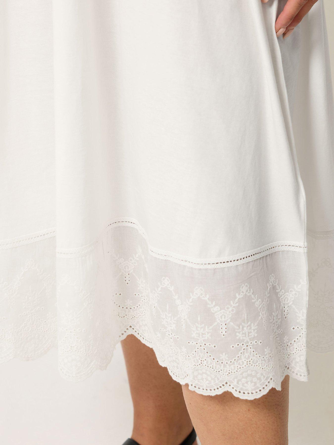 Image 4 of 4 of Yours Curve Double Tiered Anglaise Dress - Cream