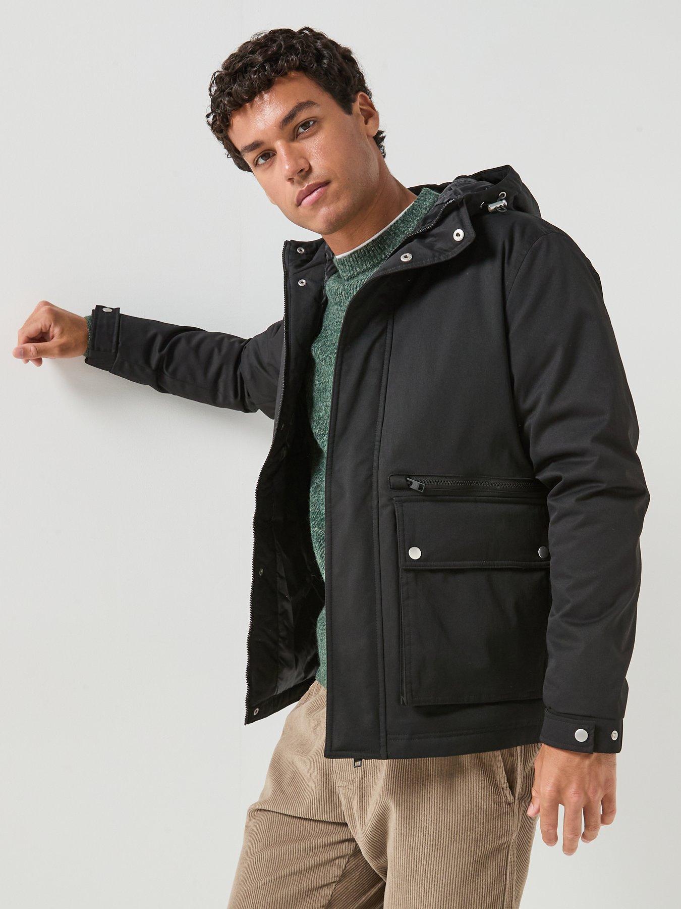 Image 1 of 6 of Jack & Jones Wolf Parka - Black