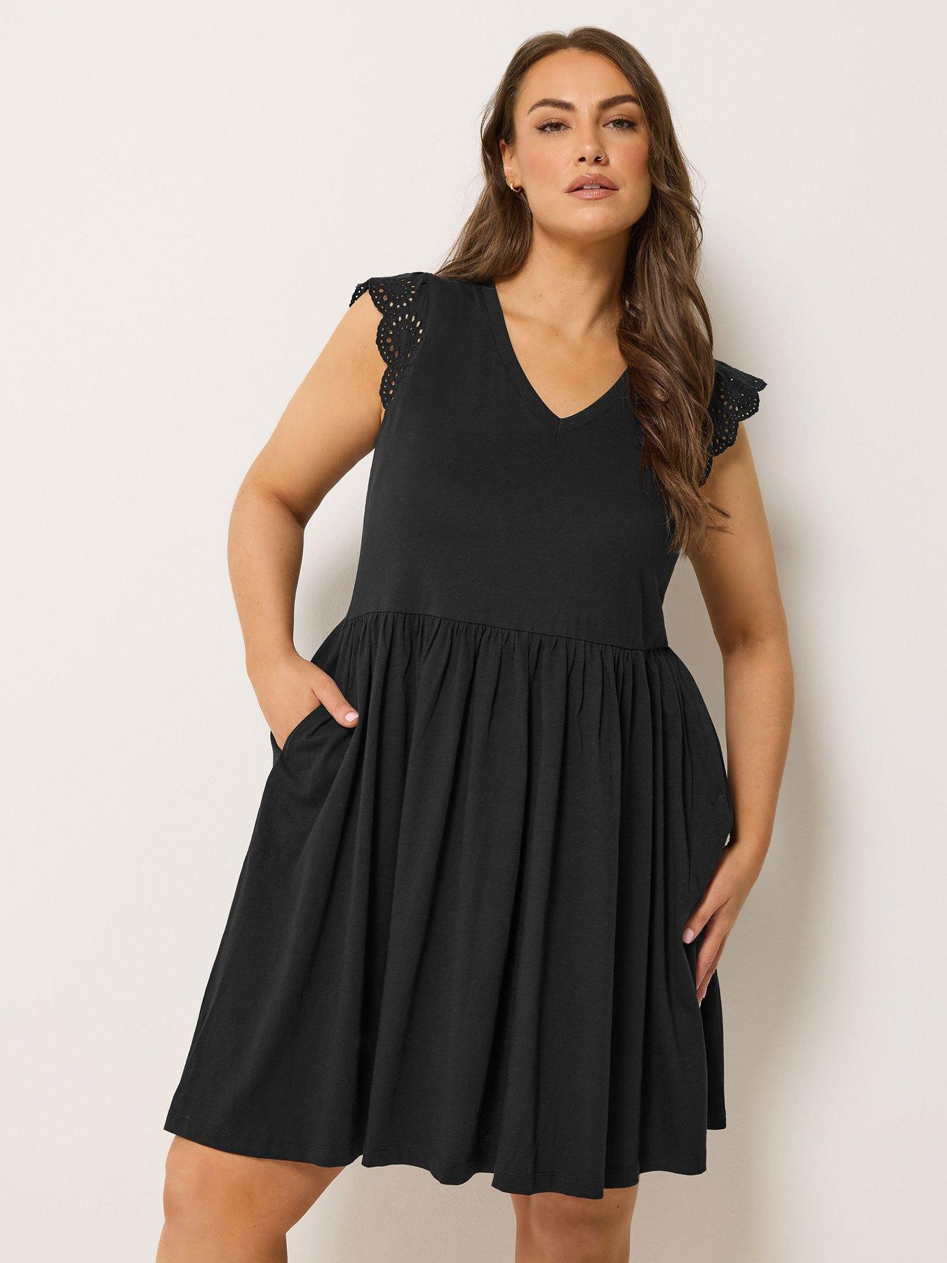 Image 1 of 5 of Yours Curve Broderie Sleeve Mini Dress