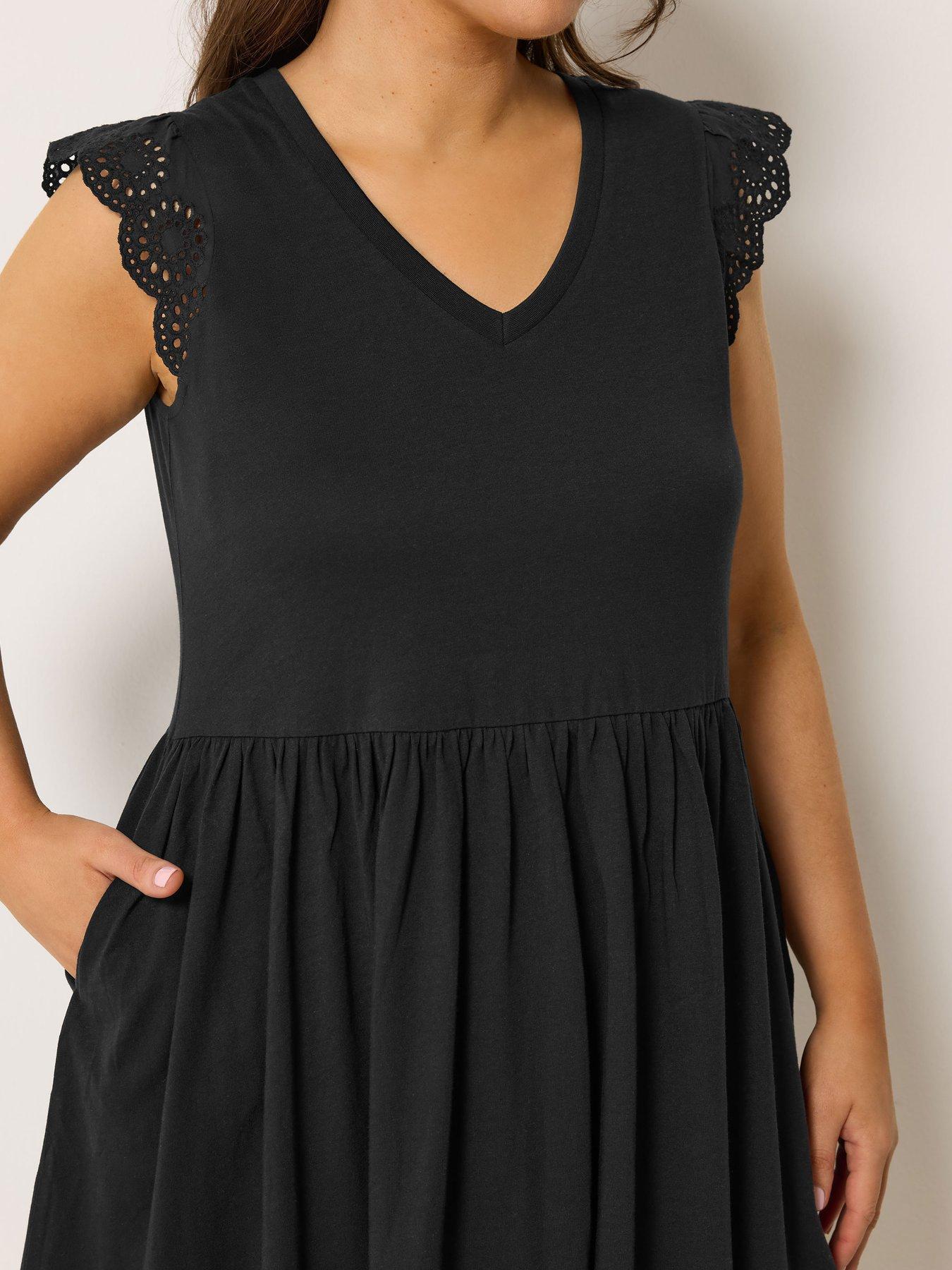 Image 4 of 5 of Yours Curve Broderie Sleeve Mini Dress