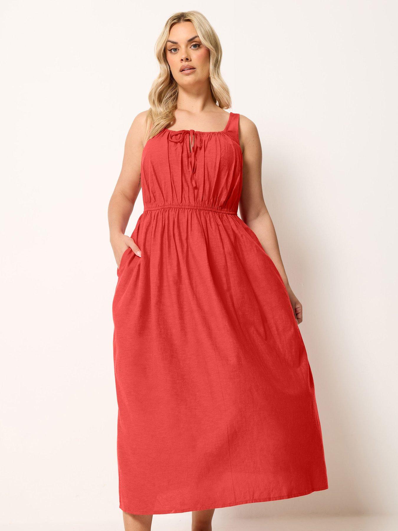Image 1 of 4 of Yours Curve Linen Milkmaid Dress