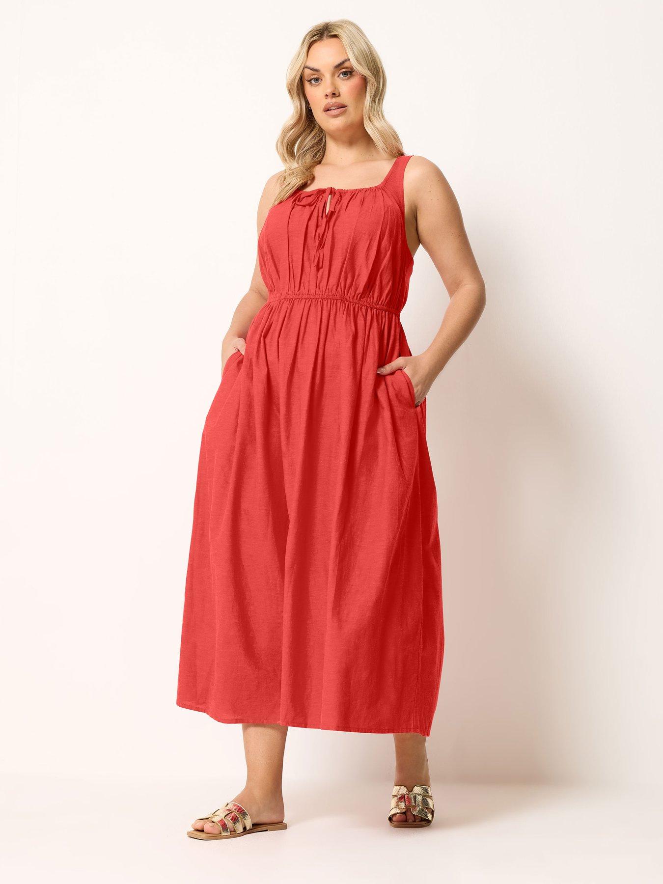 Image 3 of 4 of Yours Curve Linen Milkmaid Dress