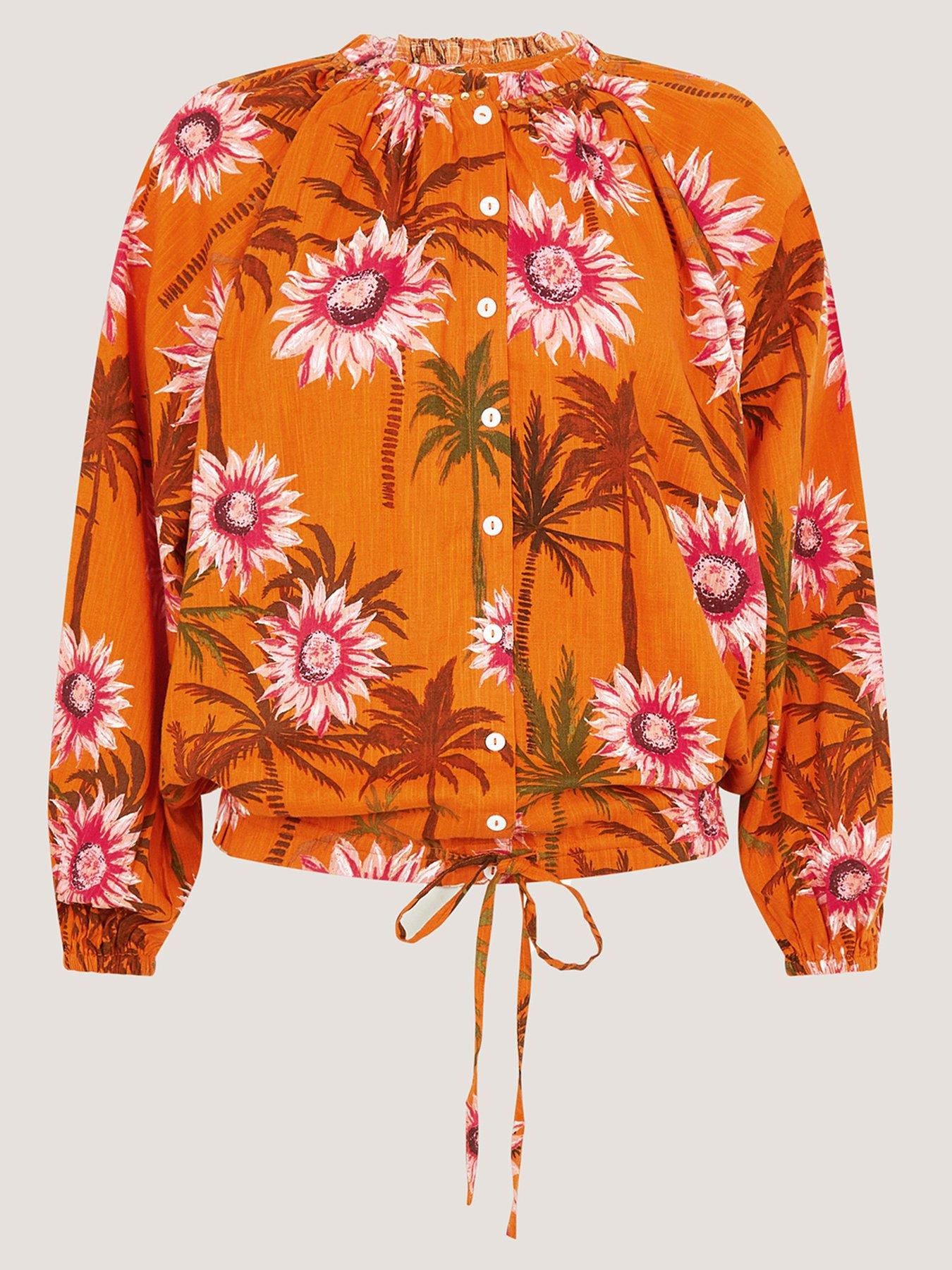 Image 5 of 5 of Monsoon Fallon Print Top - Orange