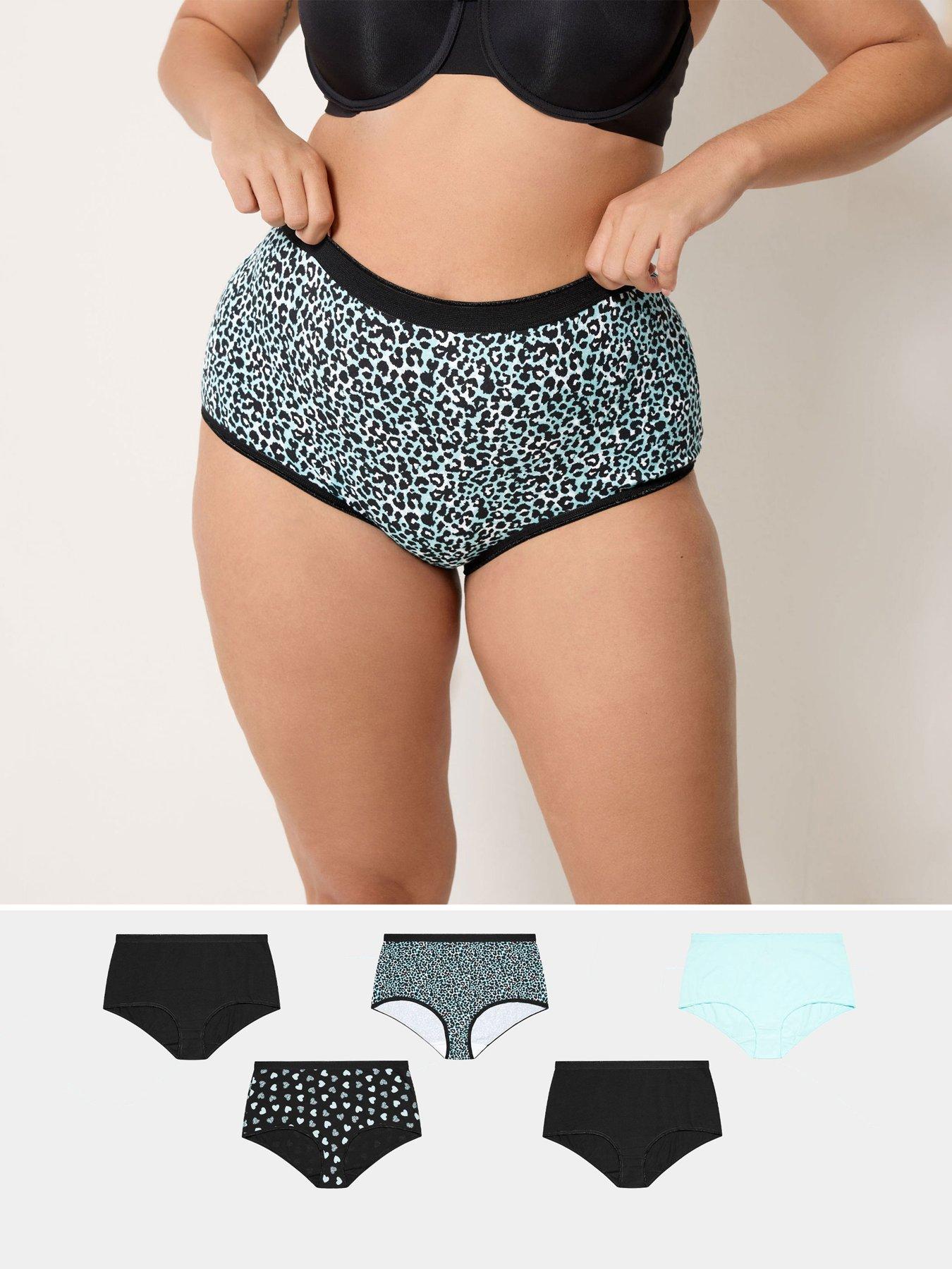 Image 1 of 5 of Yours Curve 5 Pack Animal Star Print Full Briefs - Multi