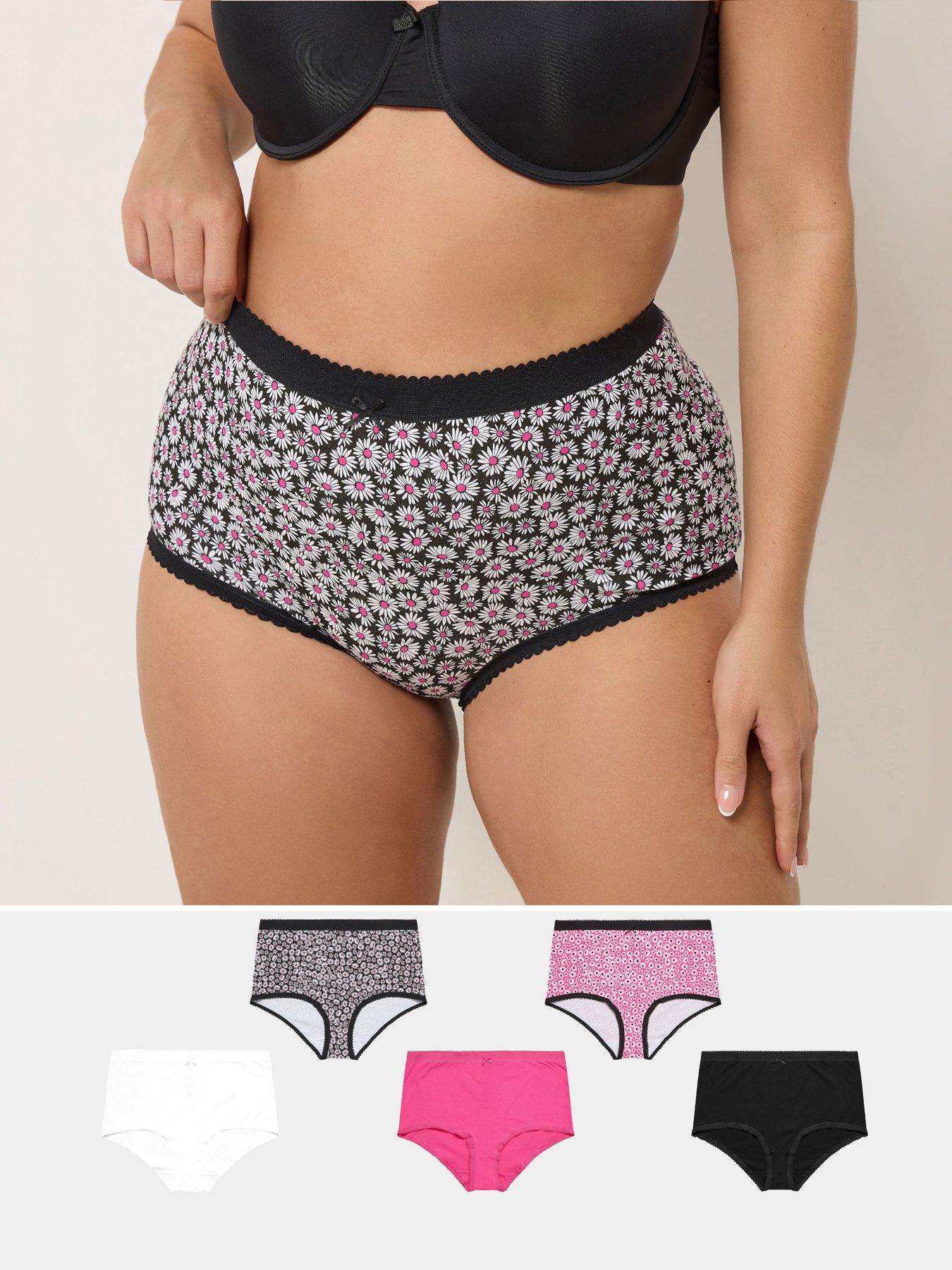 Image 1 of 5 of Yours Curve 5 Pack Daisy Print Full Briefs