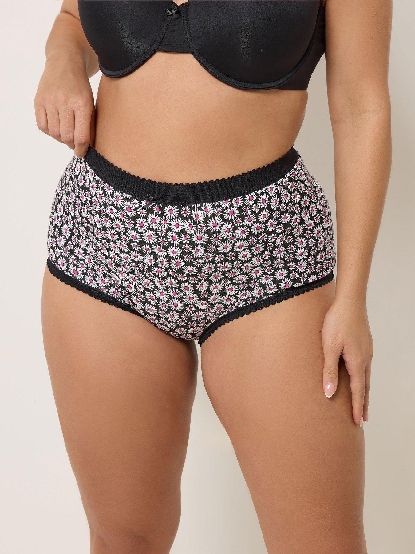 Image 3 of 5 of Yours Curve 5 Pack Daisy Print Full Briefs