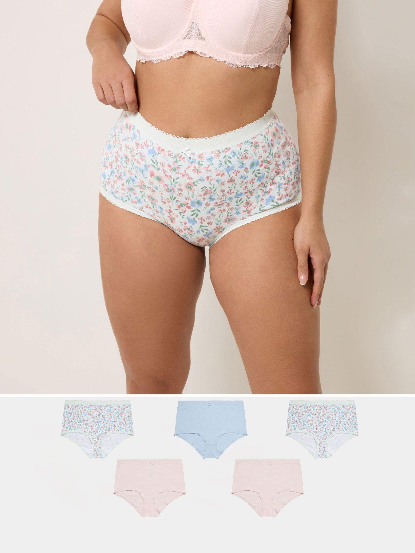 Image 1 of 5 of Yours Curve 5 Pack Floral Print Full Briefs - Multi