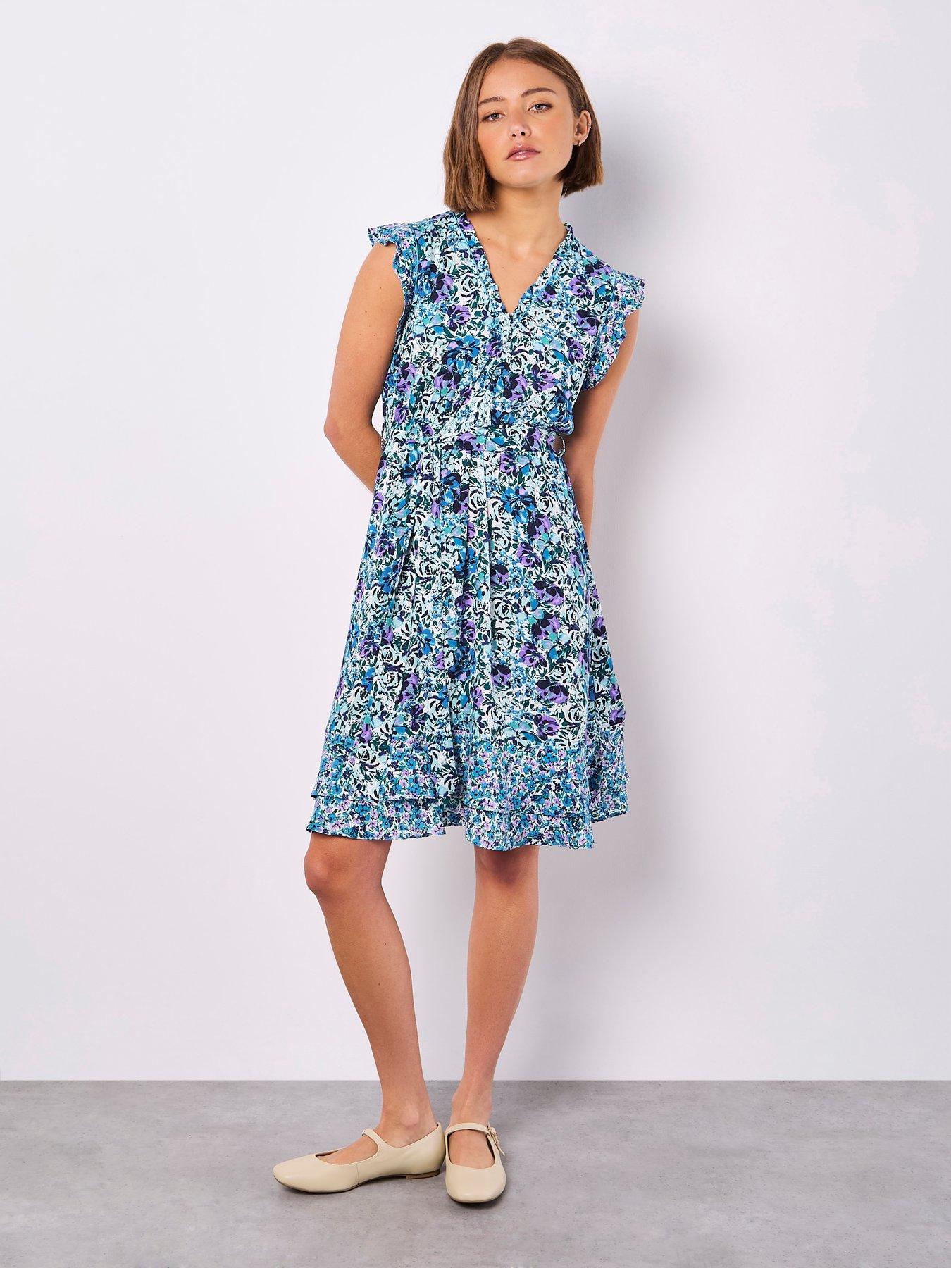 Image 3 of 3 of Apricot Floral Ditsy Mini Dress - Blue