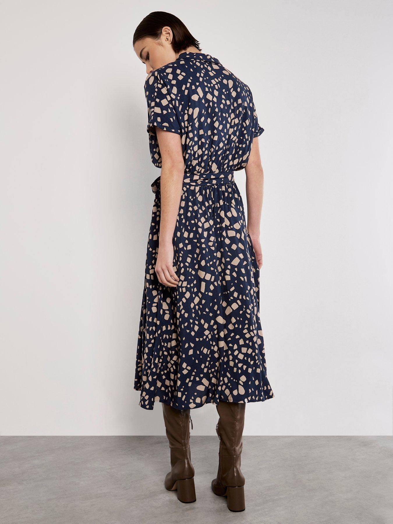 Image 2 of 5 of Apricot Scattered Squares Midi Dress