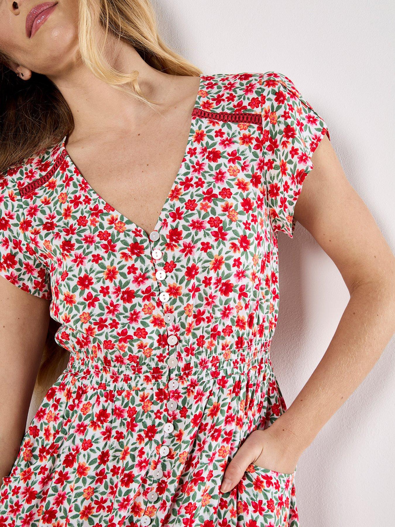 Image 4 of 4 of Apricot Floral Anthology Midi Dress - White