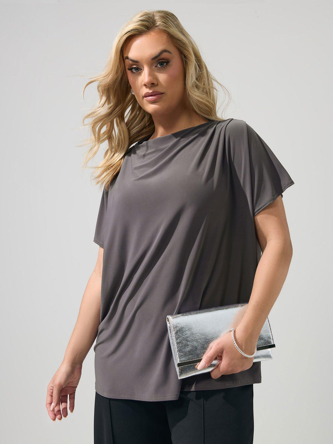 Yours Curve Pleat Detail Shoulder Top