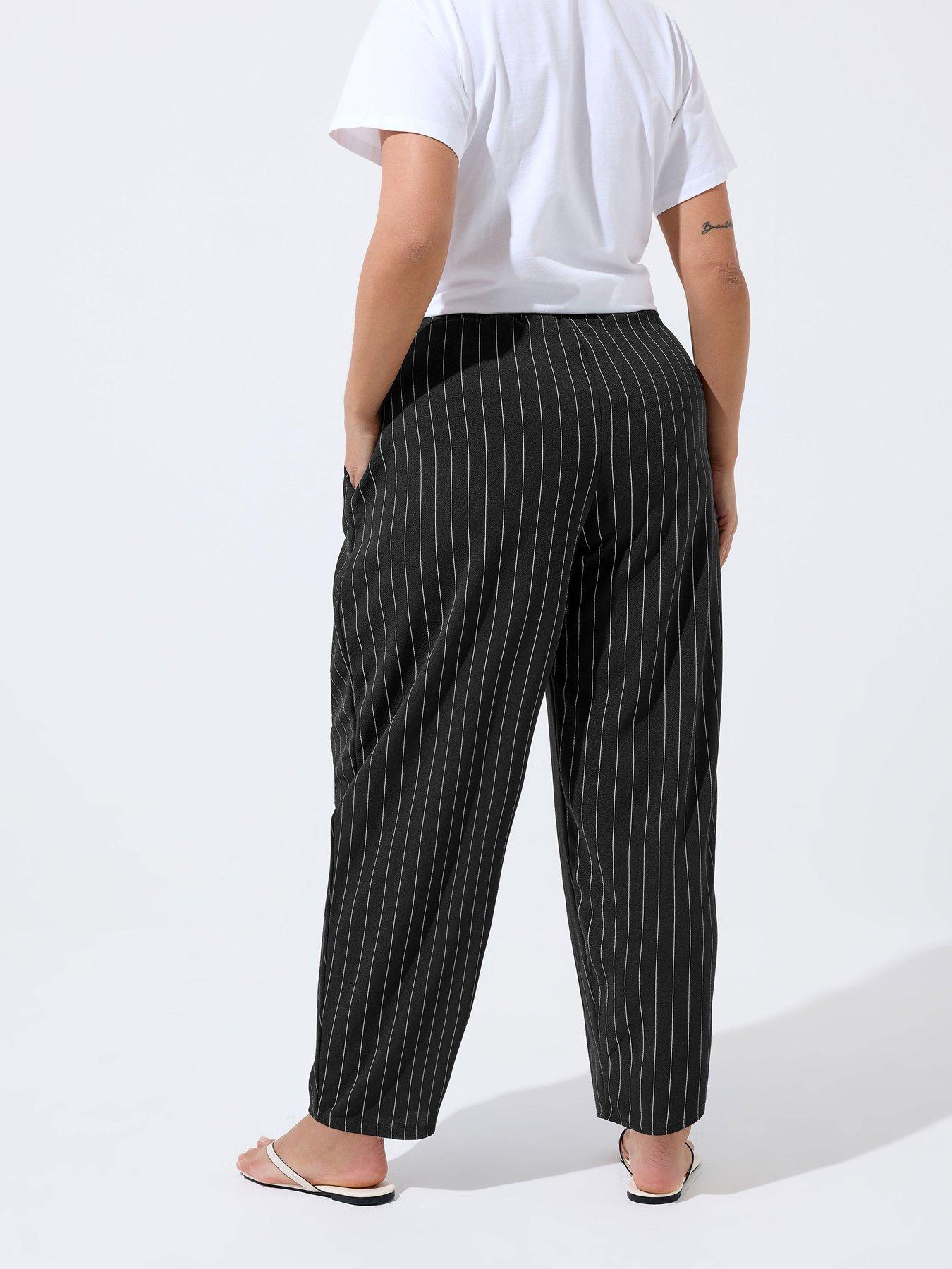 stillFront image of yours-curve-pinstripe-barrel-trousers