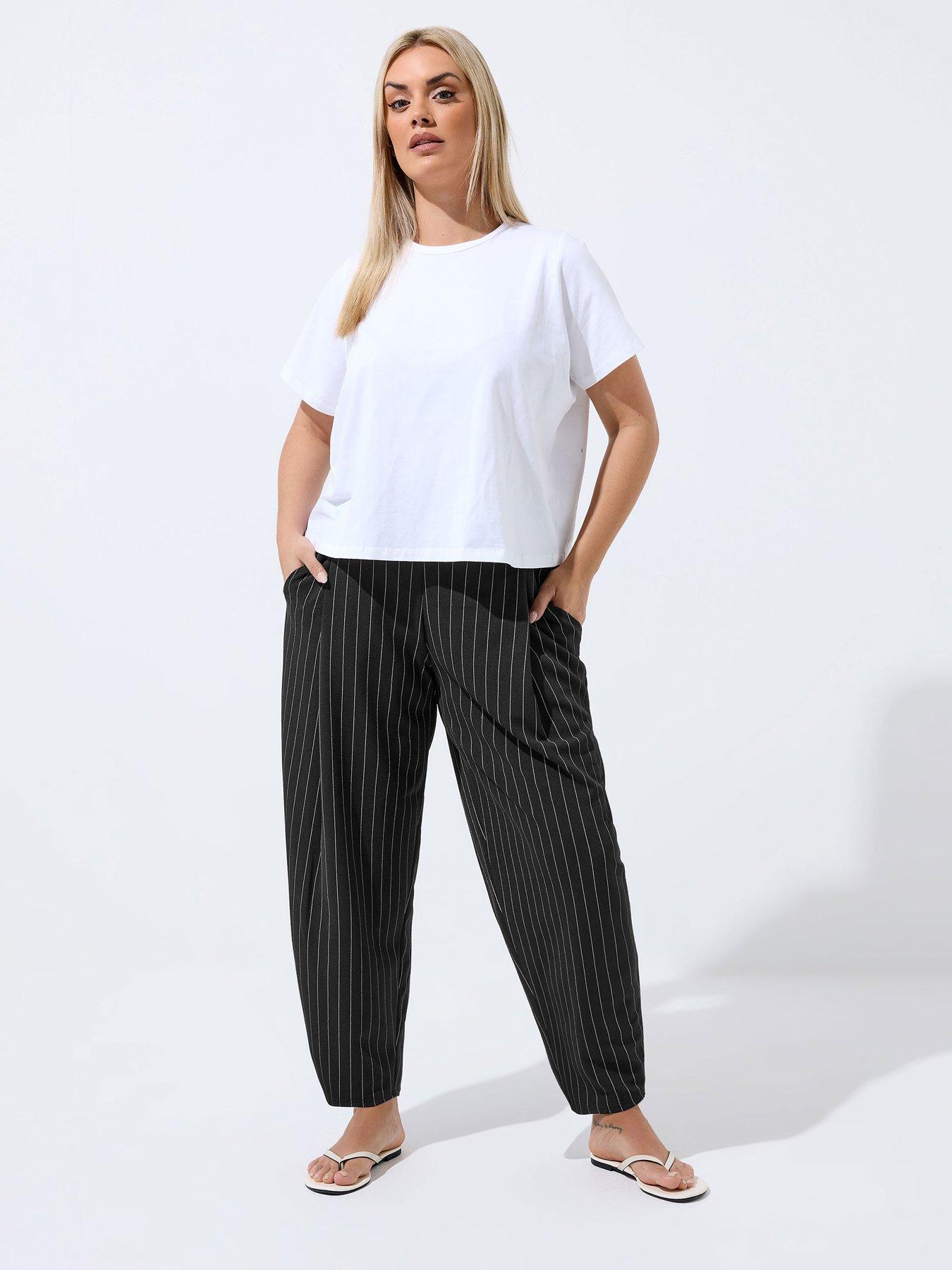  image of yours-curve-pinstripe-barrel-trousers