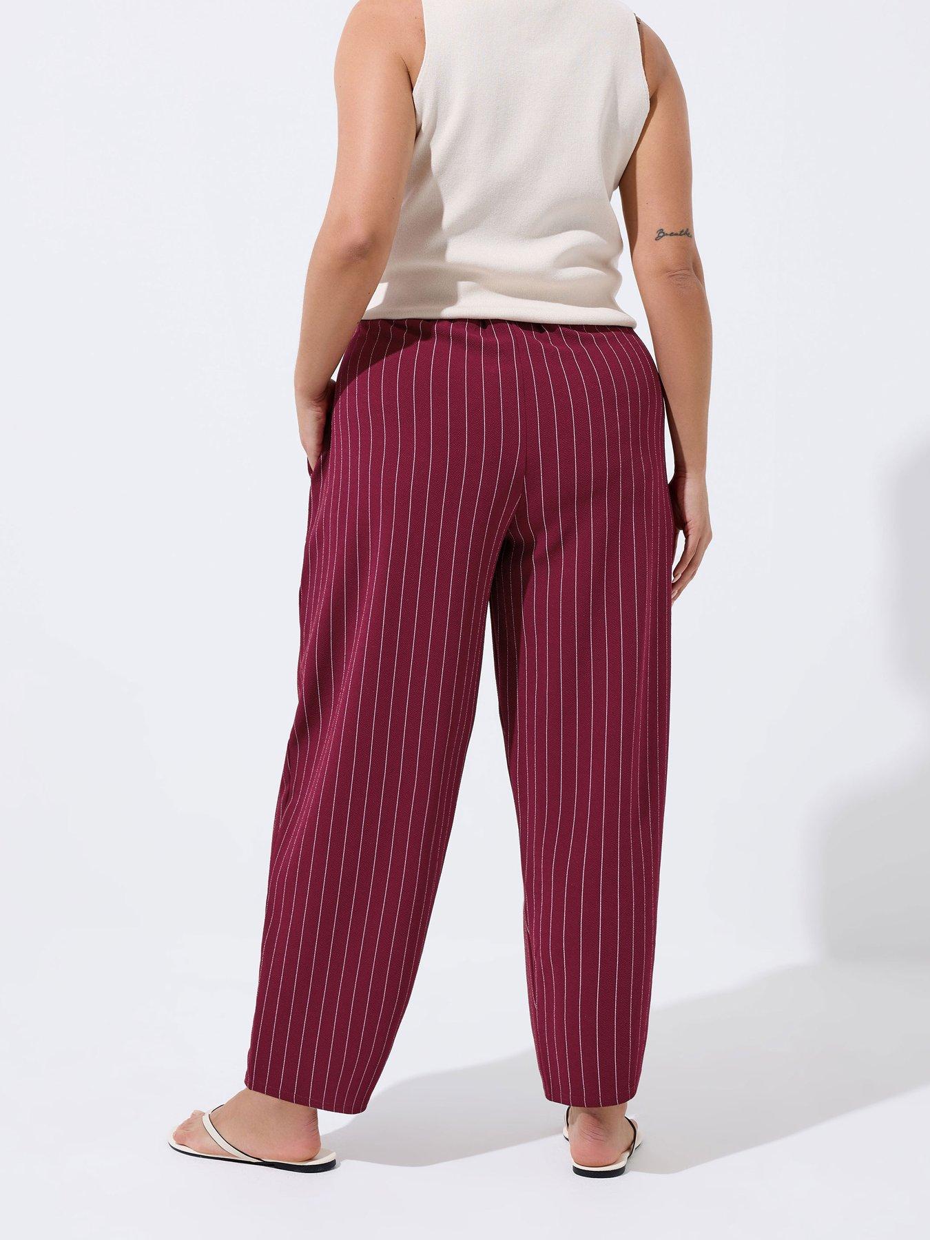 Image 2 of 5 of Yours Curve Pinstripe Barrel Trousers