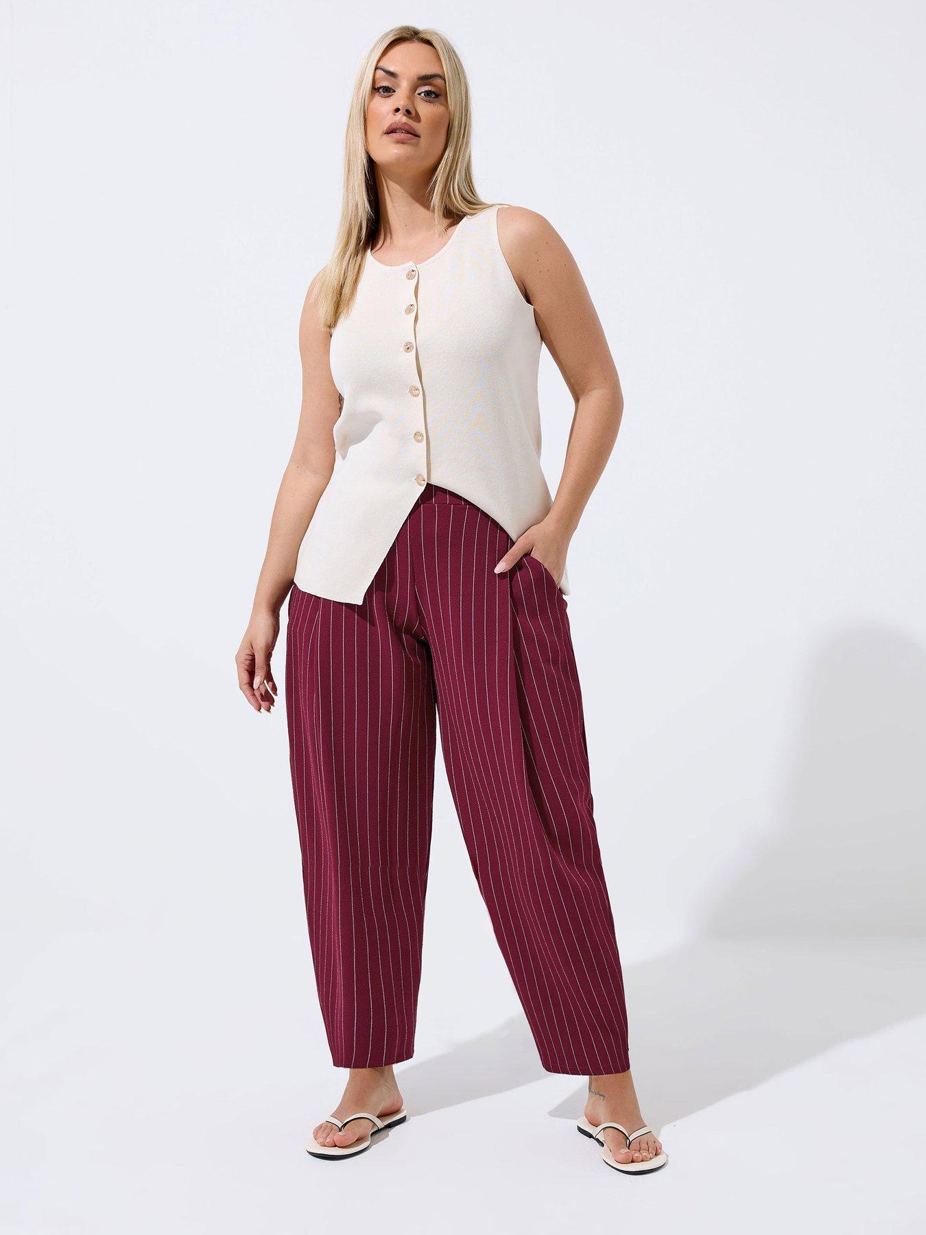 Image 3 of 5 of Yours Curve Pinstripe Barrel Trousers