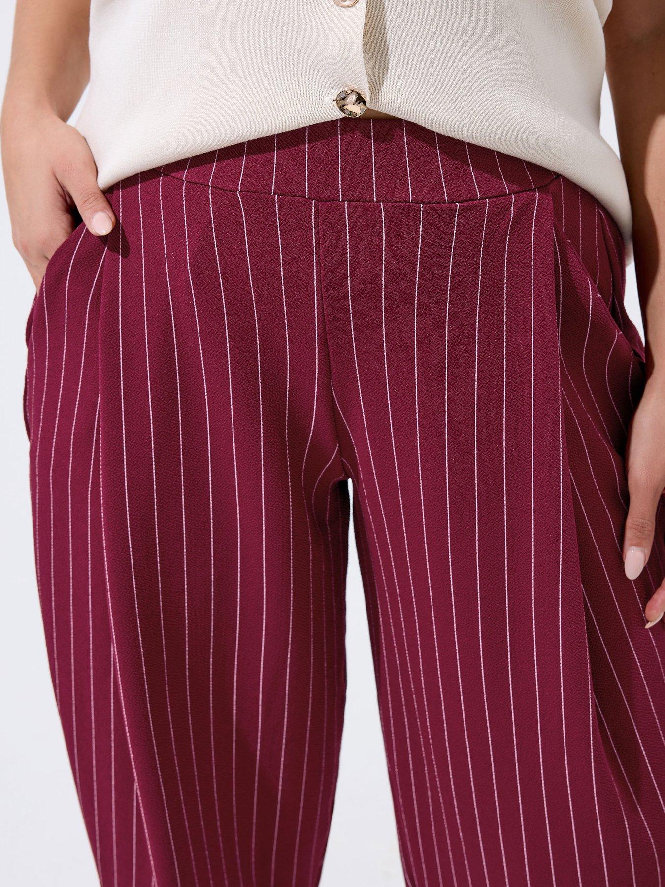 Image 4 of 5 of Yours Curve Pinstripe Barrel Trousers